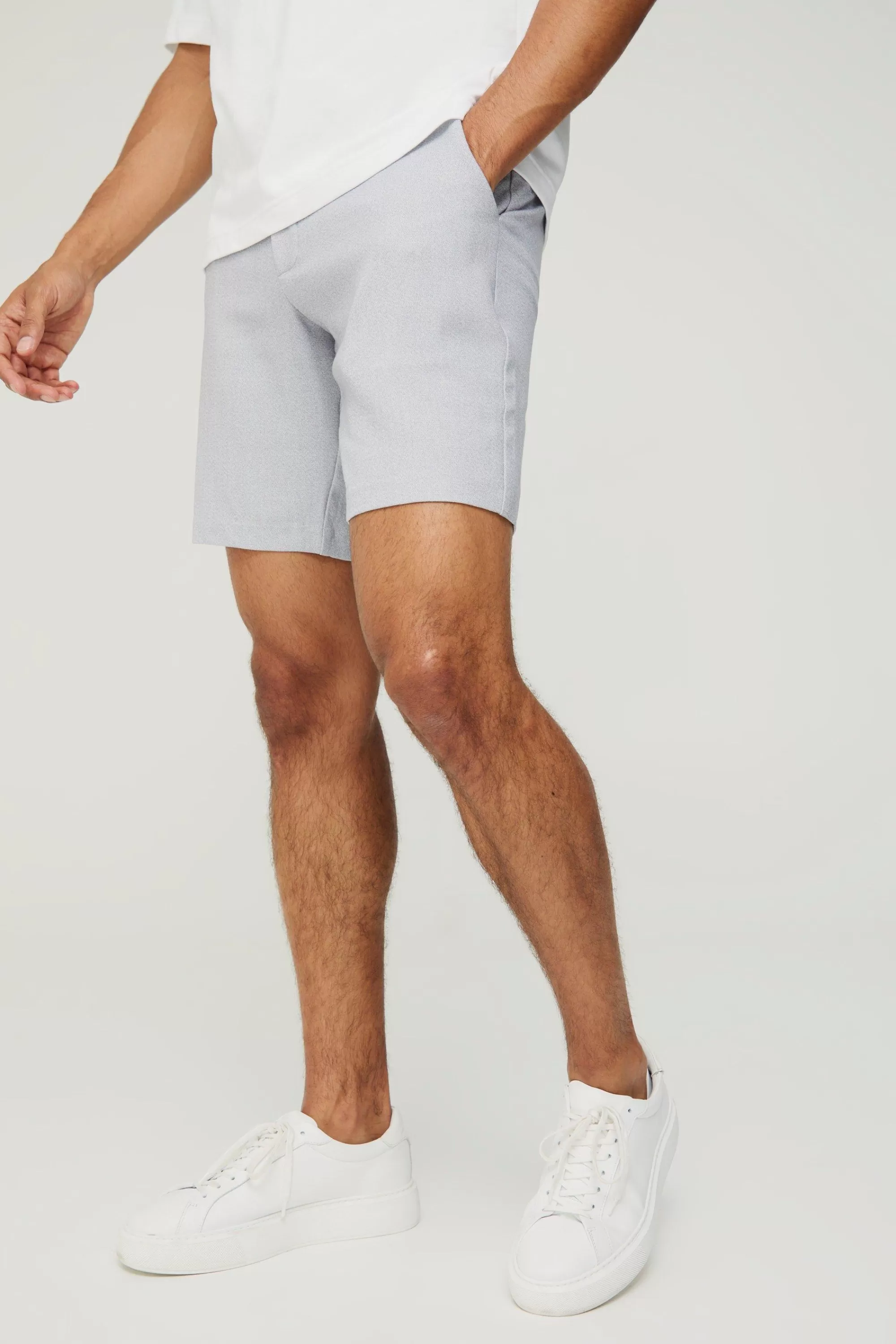 boohooMAN Tailored Marl Slim Fit Shorts | UK