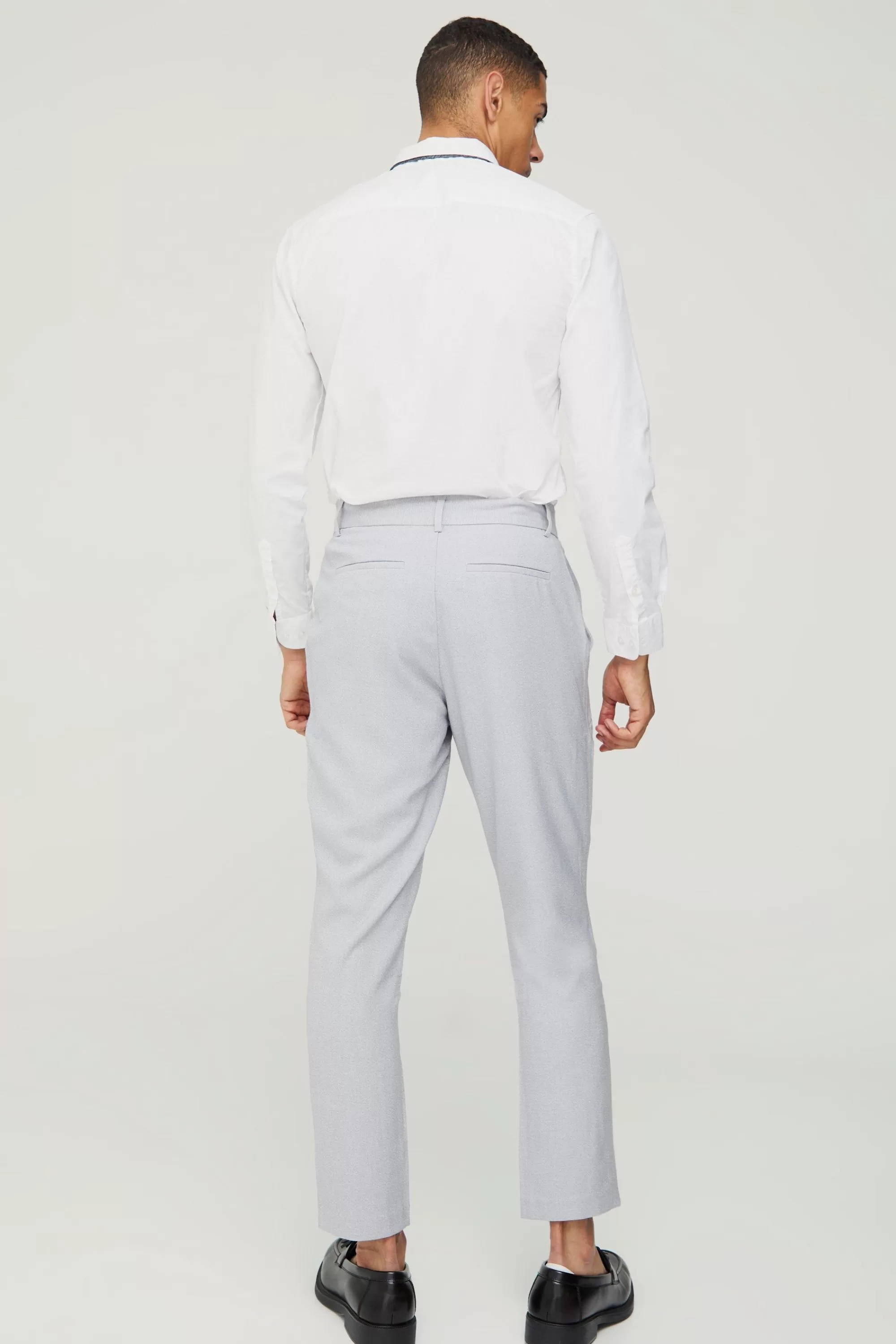 boohooMAN Tailored Marl Tapered Trousers | UK
