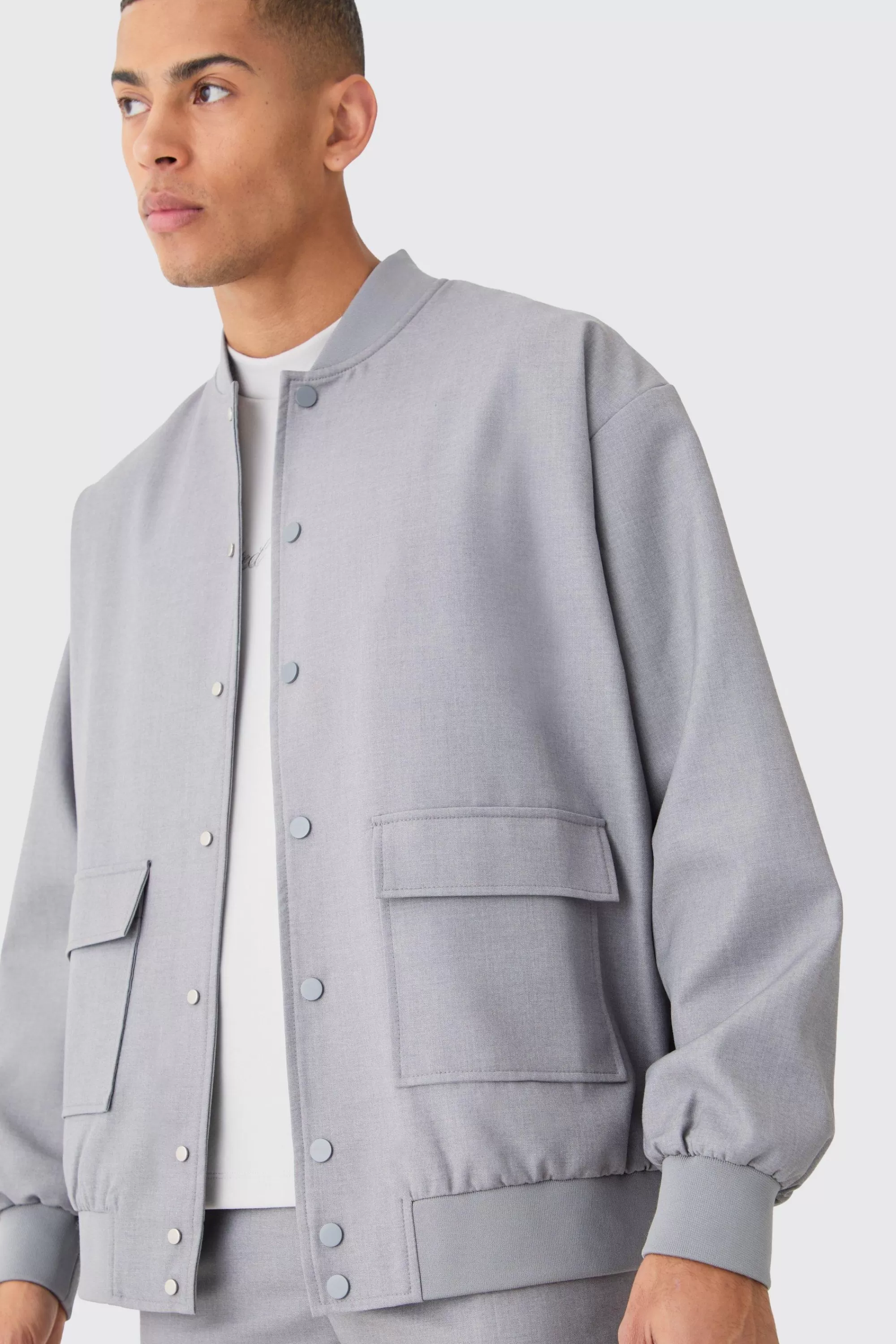 boohooMAN Tailored Oversized Bomber Jacket Smart Set | UK