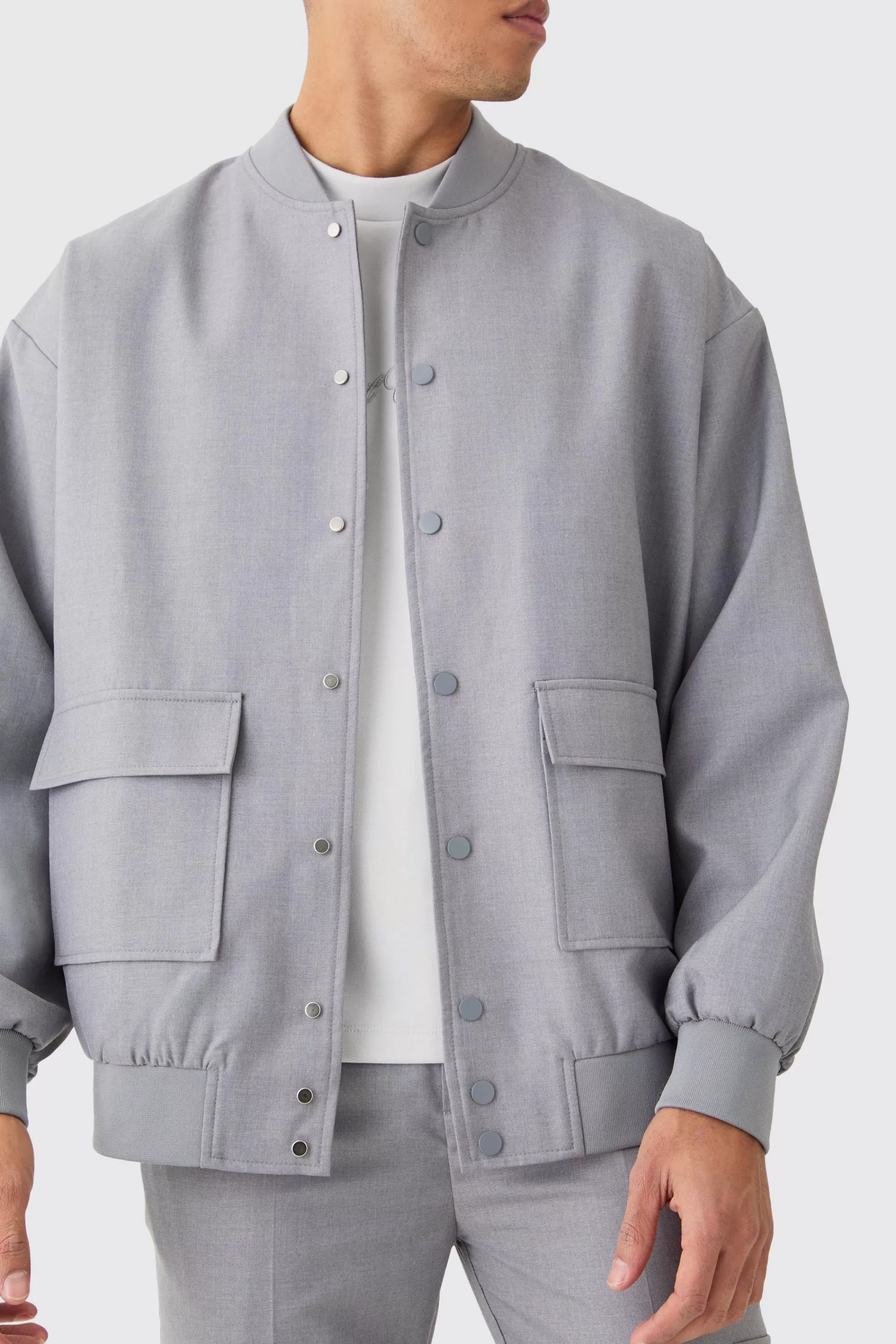 boohooMAN Tailored Oversized Bomber Jacket Smart Set | UK