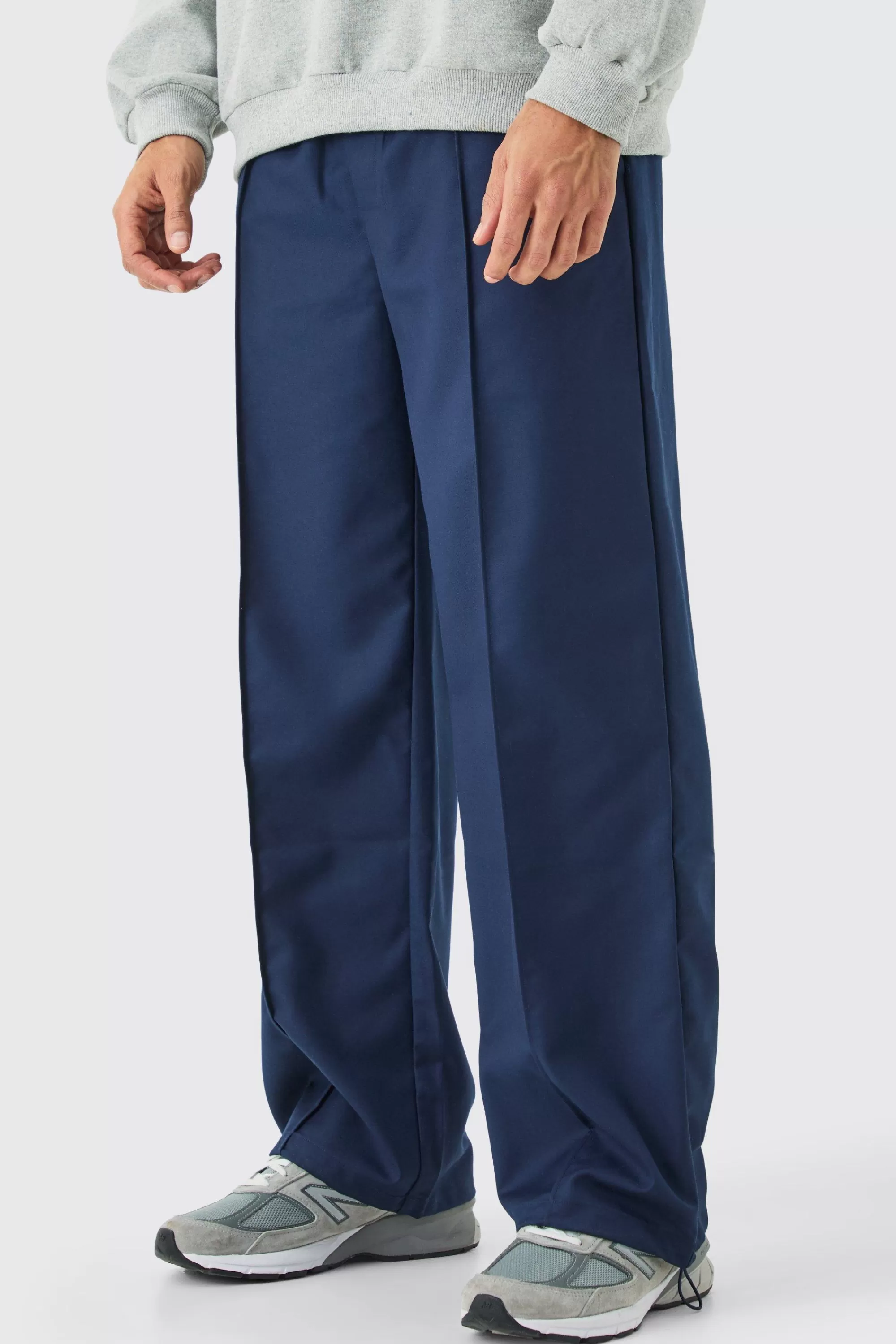 boohooMAN Tailored Pintuck Wide Leg Joggers | UK