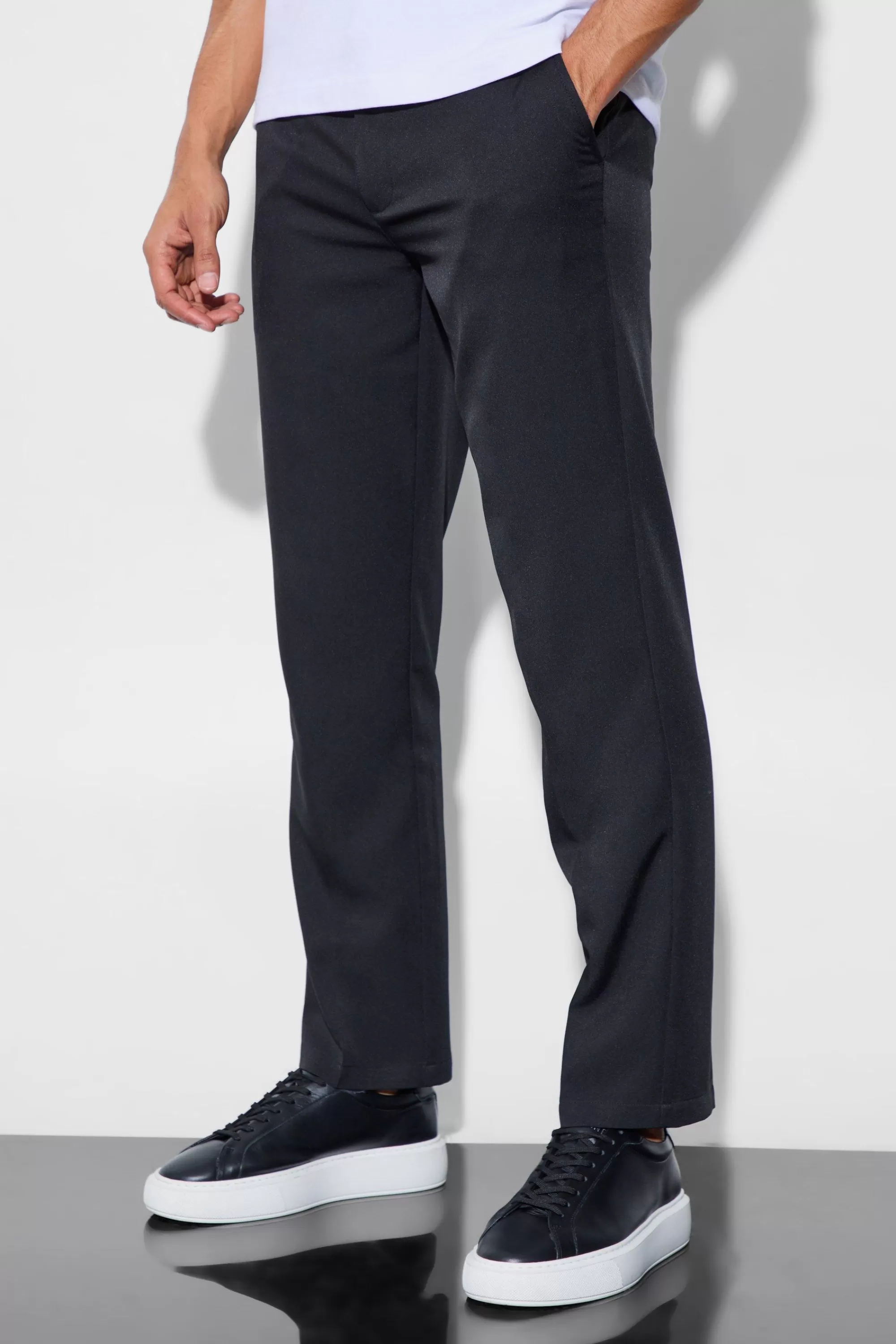 boohooMAN Tailored Straight Leg Trousers | UK