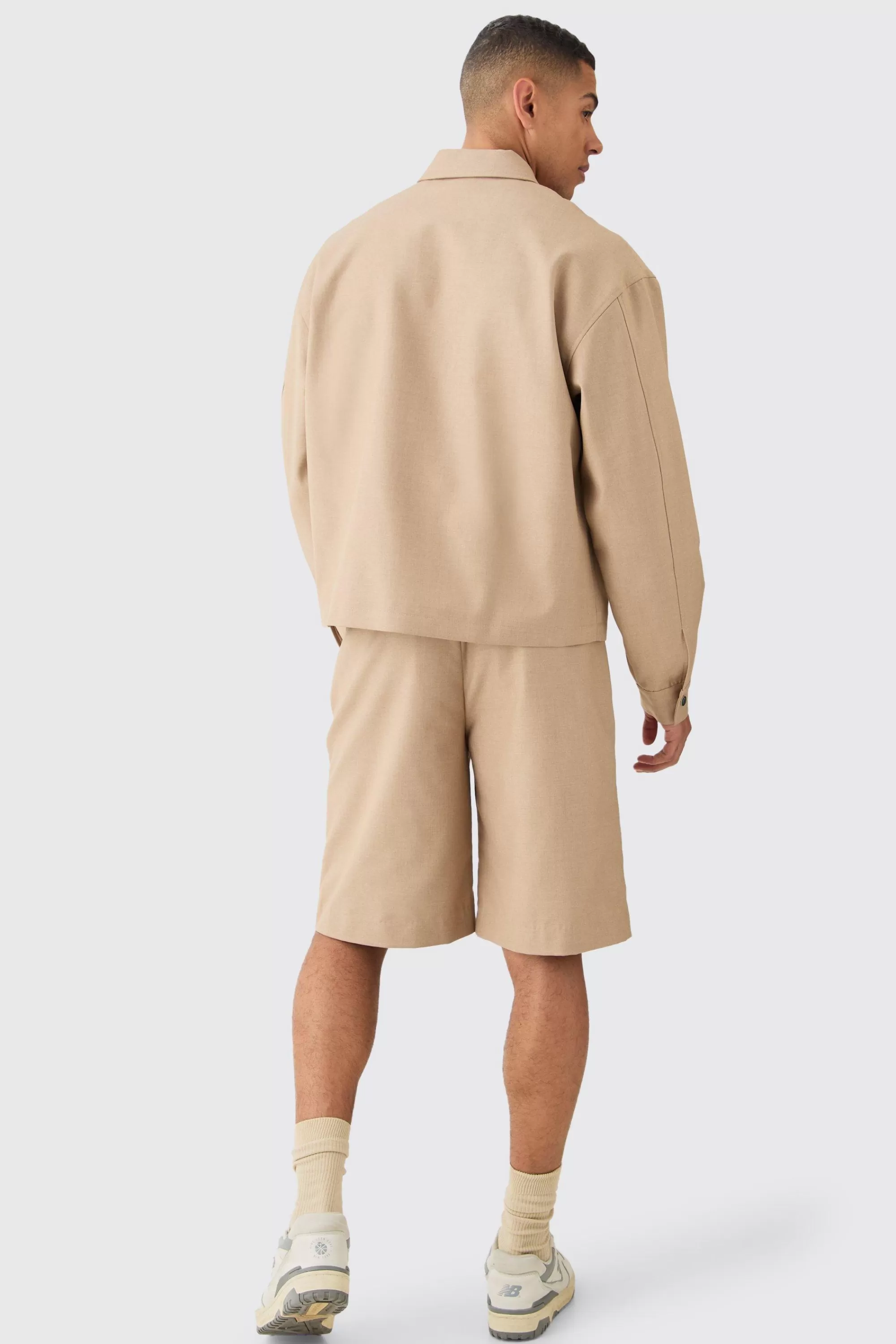 boohooMAN Tailored Zip Up Boxy Fit Harrington Jacket | UK
