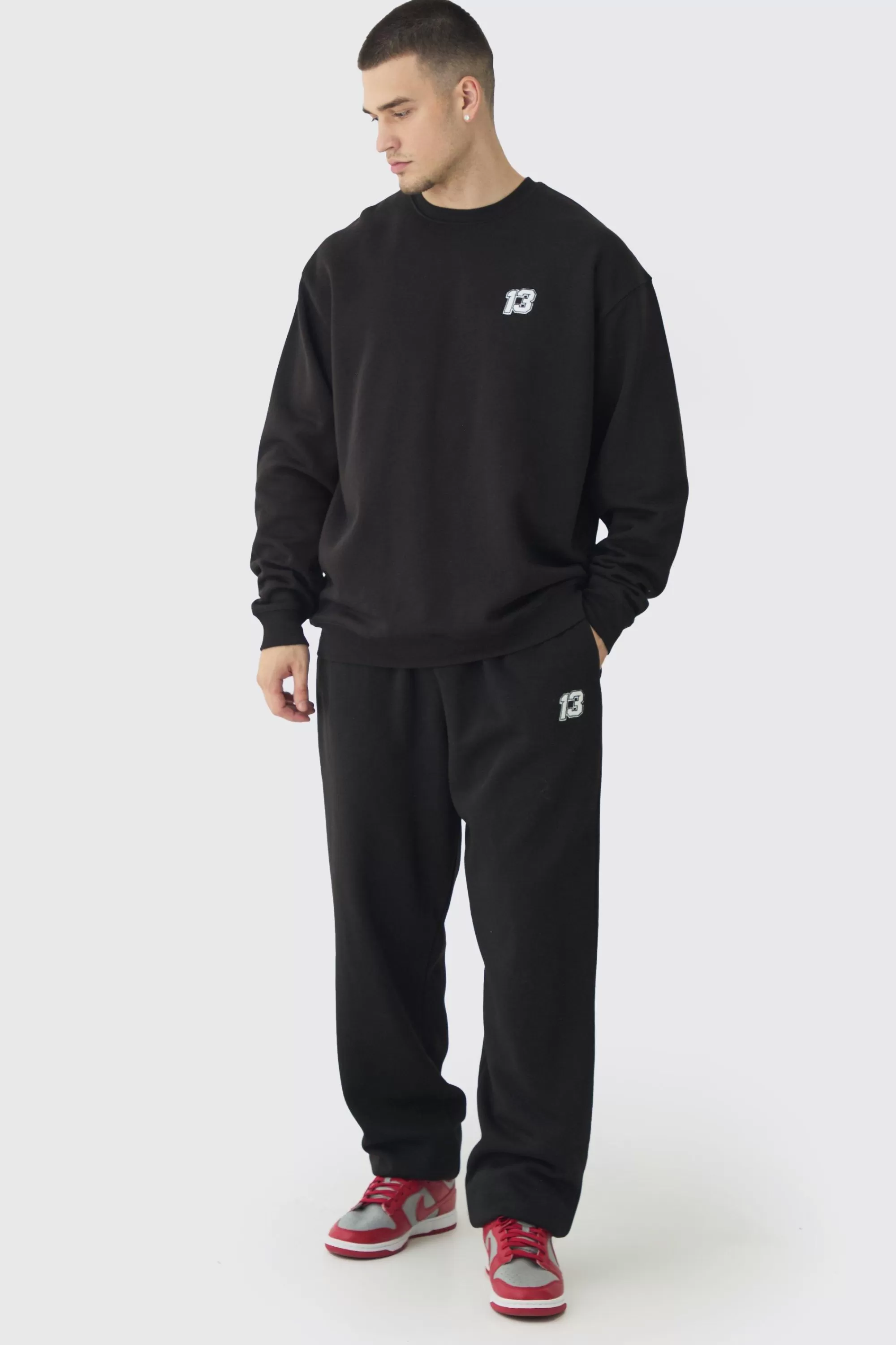 boohooMAN Tall 13 Embroidered Sweat Tracksuit | UK