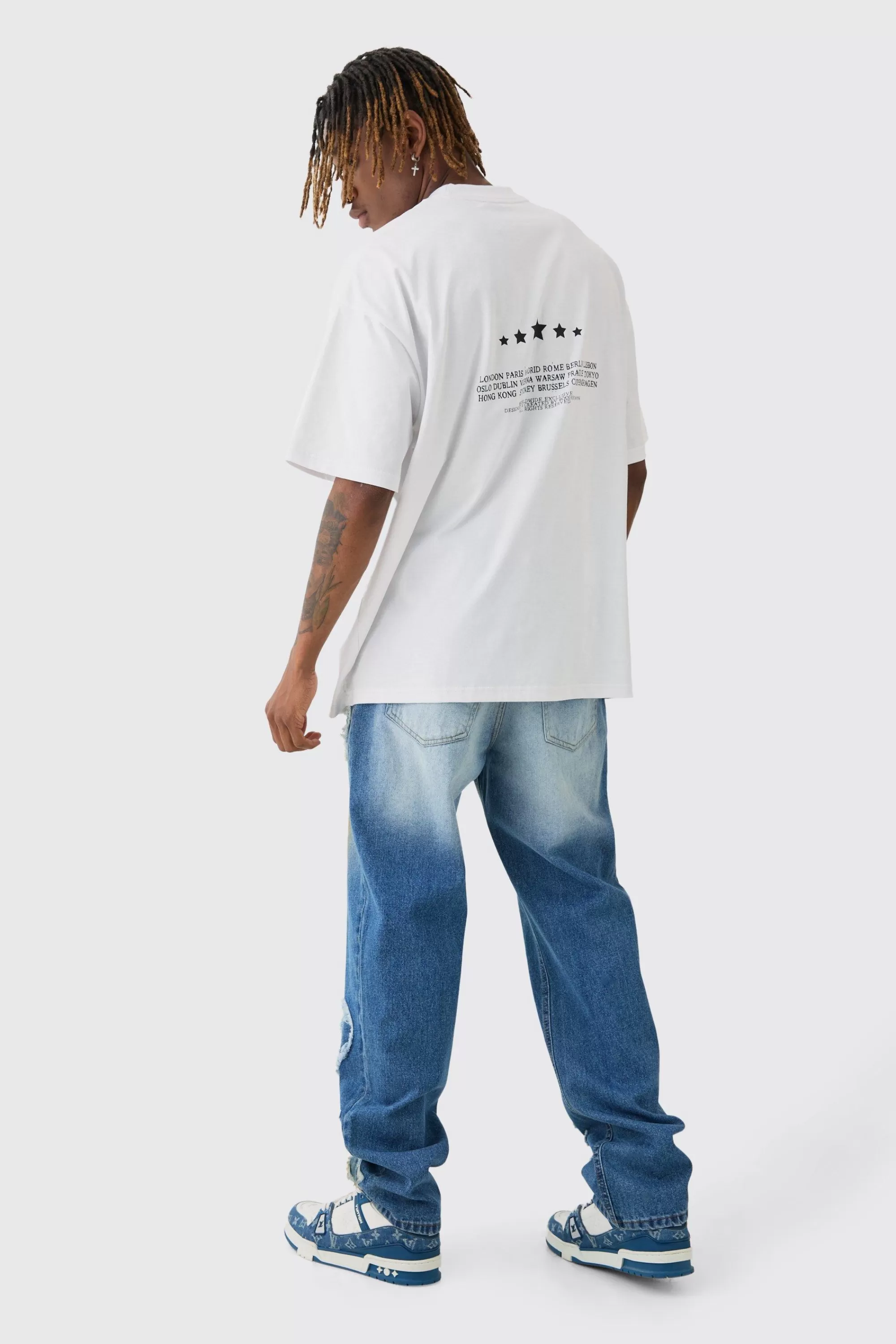 boohooMAN Tall Applique Relaxed Fit Jeans | UK