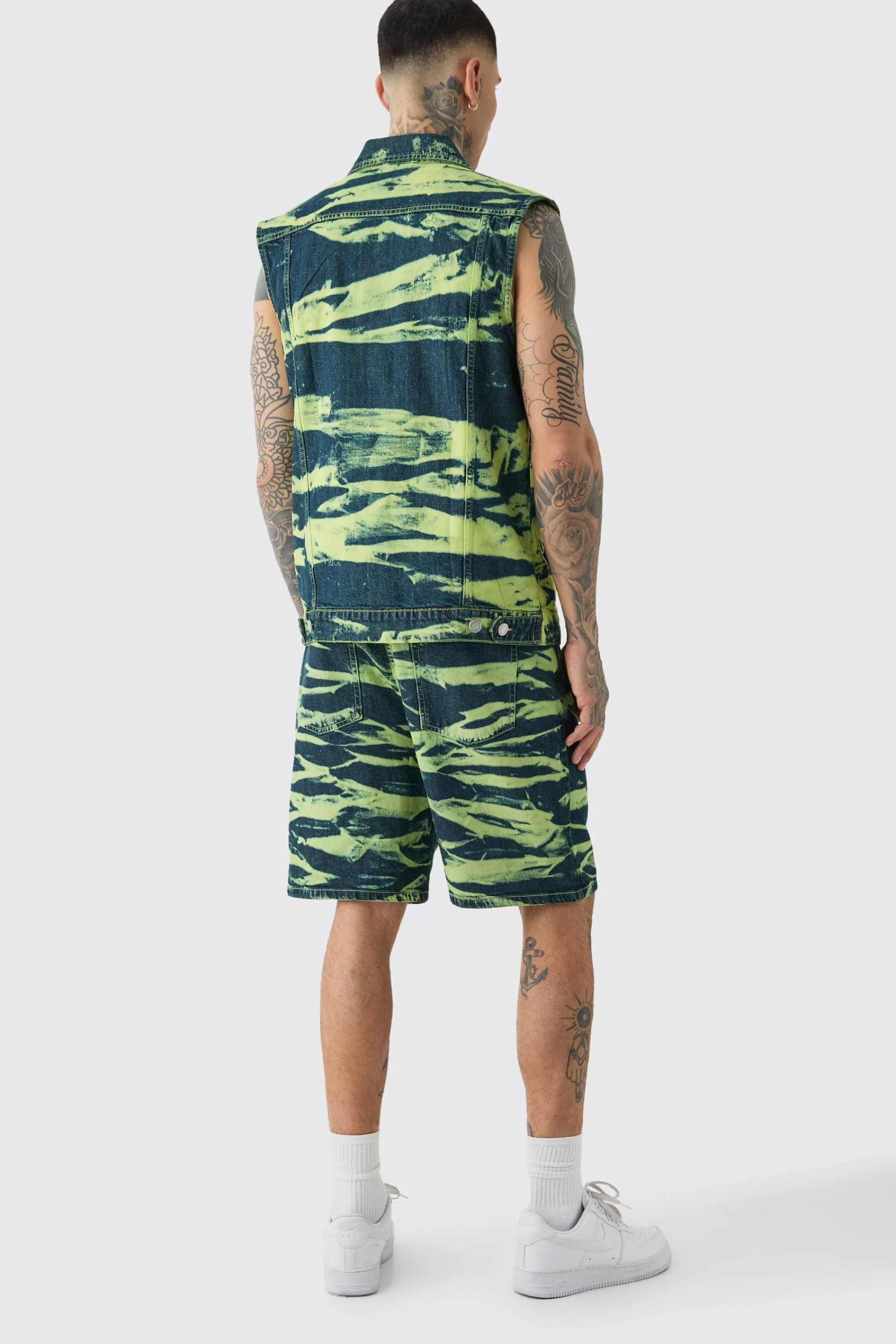 boohooMAN Tall Bleach Wash Denim Gilet | UK