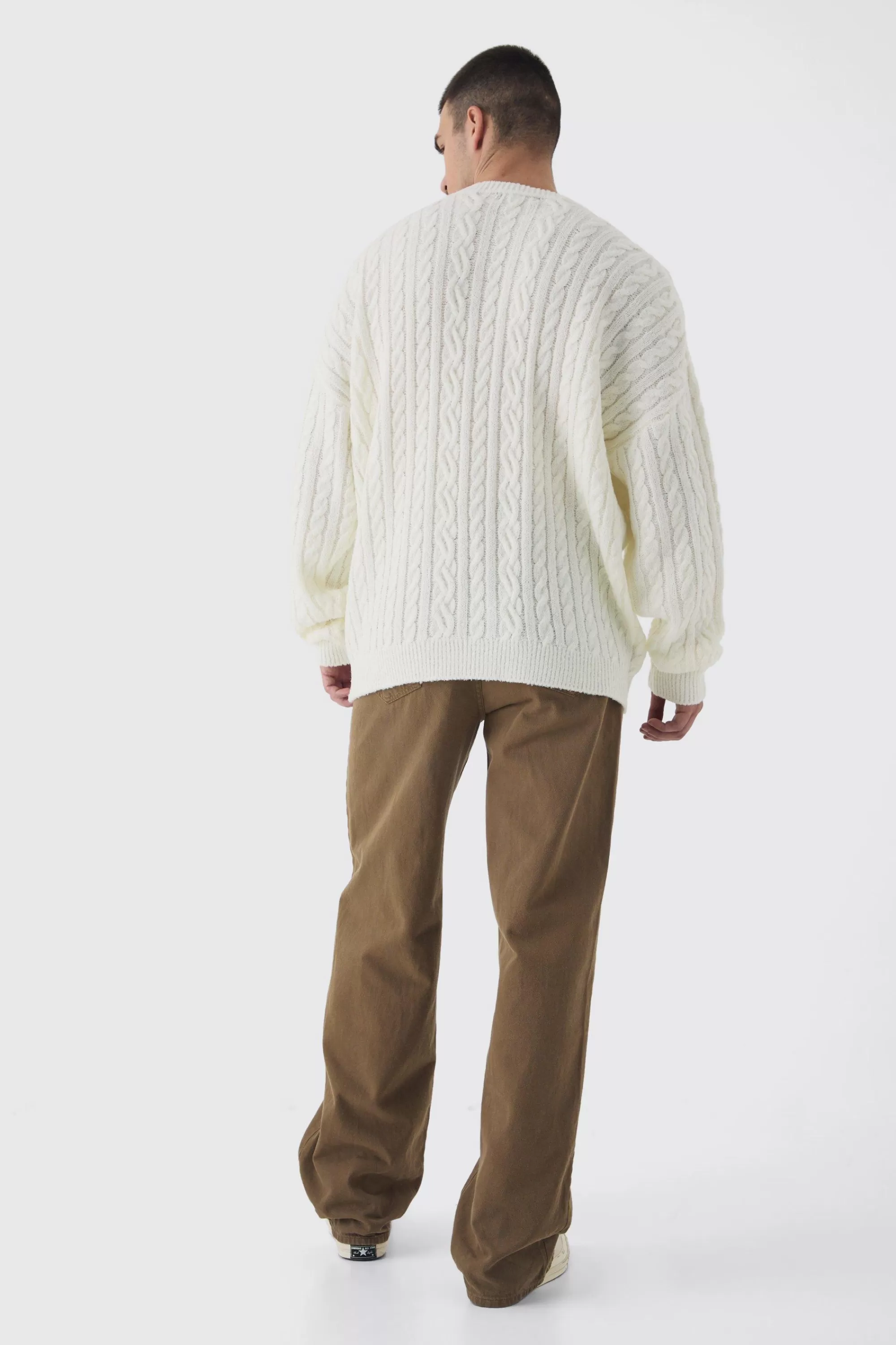 boohooMAN Tall Boucle Cable Knit Boxy Jumper | UK