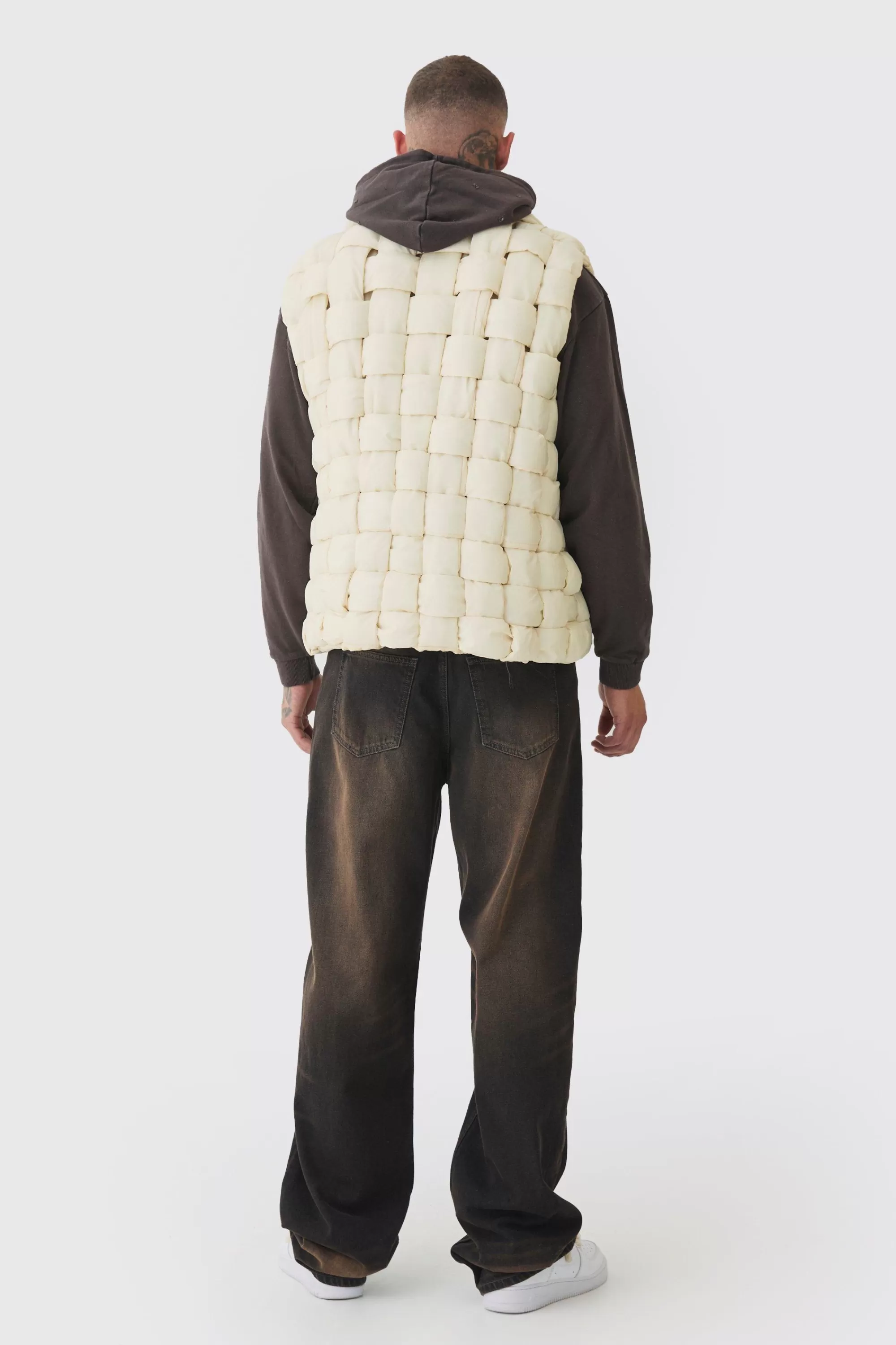 boohooMAN Tall Boxy Fit Hand Weft Padded Gilet In | UK