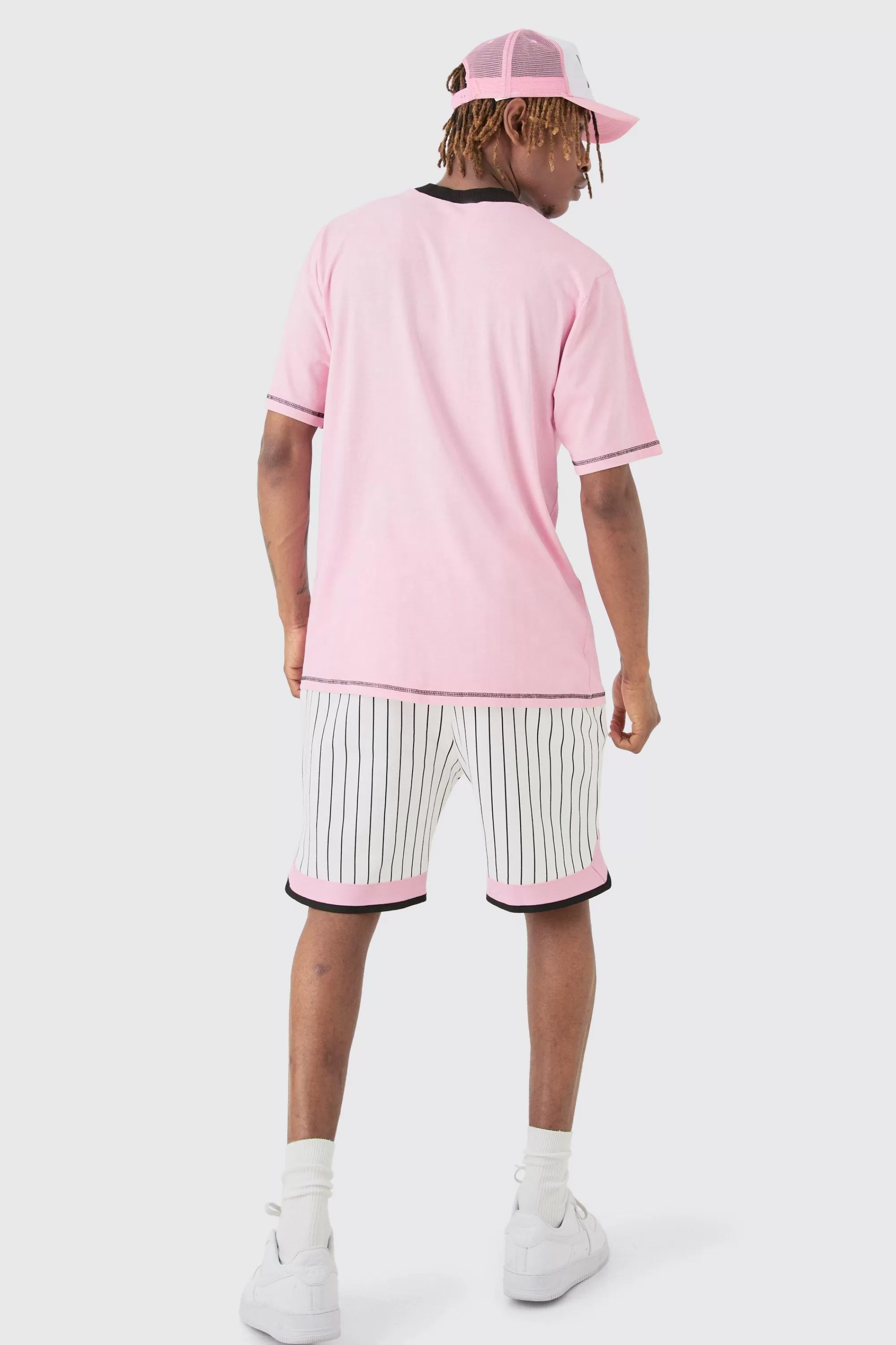 boohooMAN Tall Boxy Limited Basketball Tee & Short Set | UK
