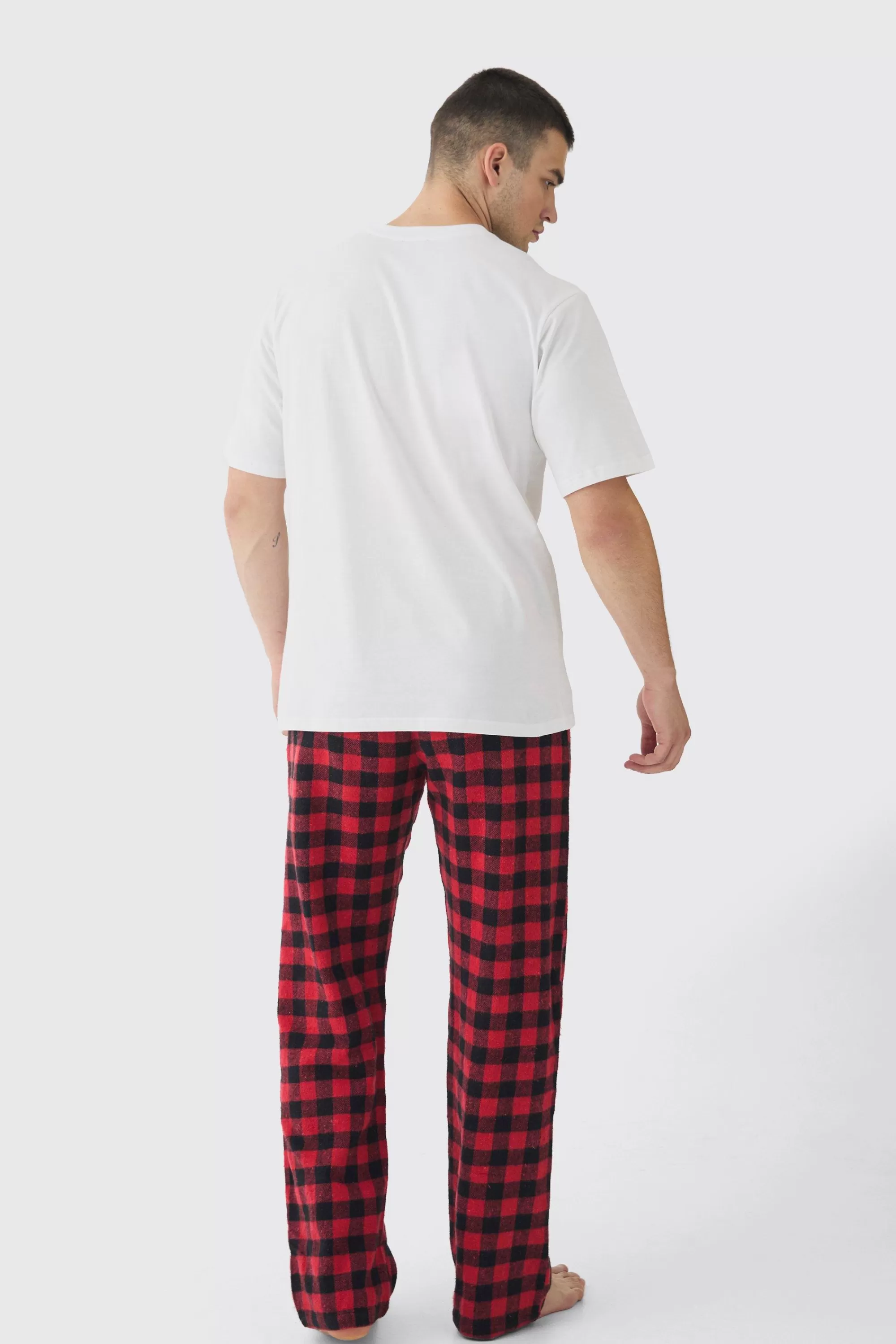 boohooMAN Tall Brushed Check Loungewear Bottoms In | UK