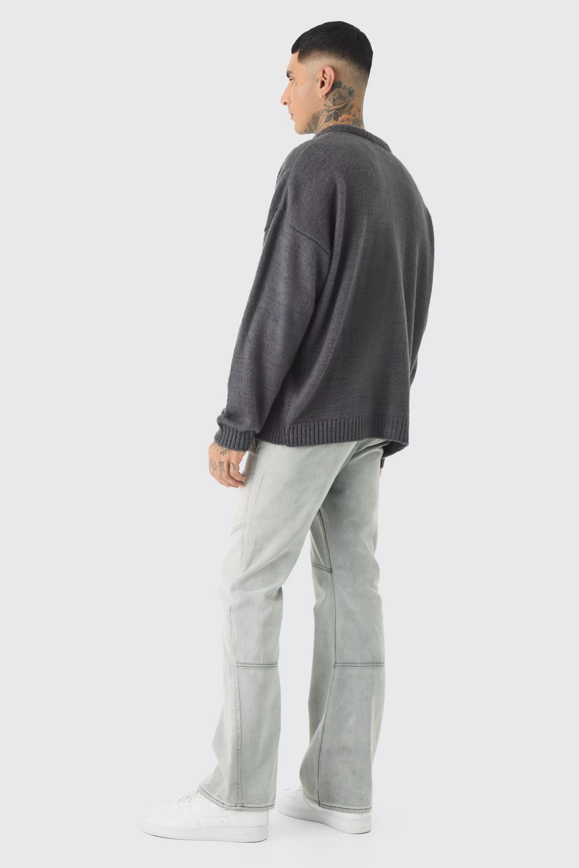 boohooMAN Tall Brushed Knit Overshirt | UK