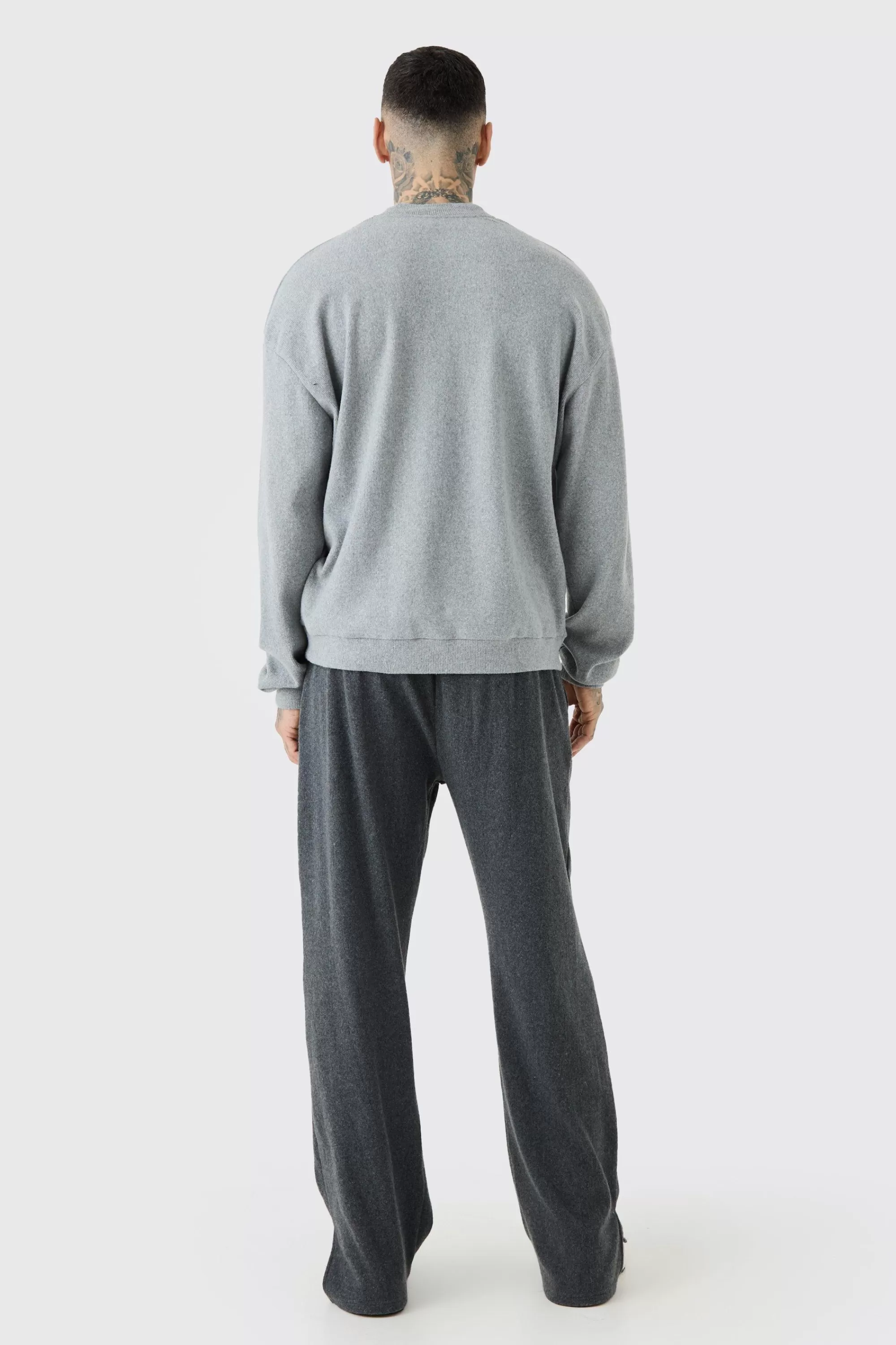 boohooMAN Tall Brushed Rib Ottoman Oversized Sweater | UK