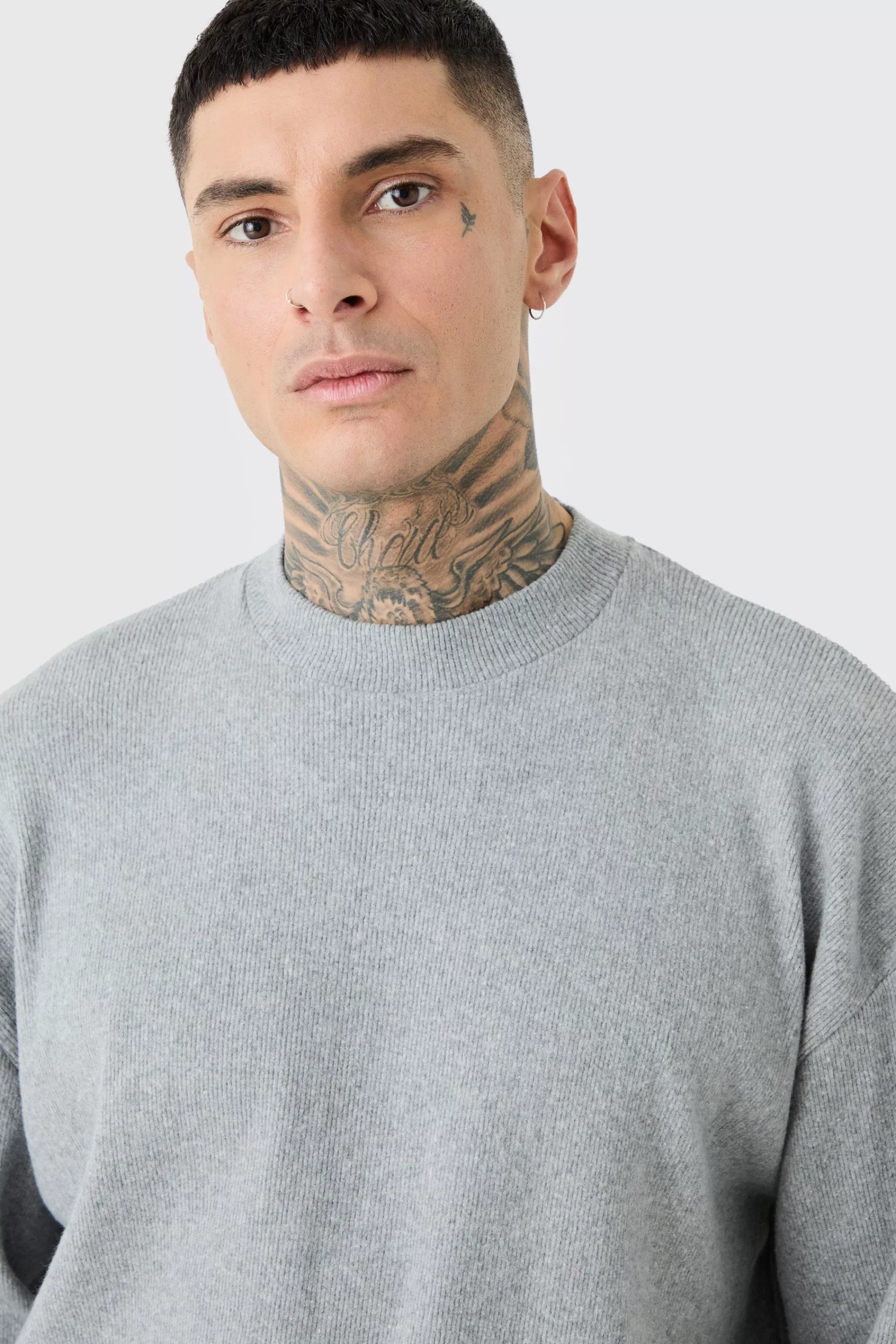 boohooMAN Tall Brushed Rib Ottoman Oversized Sweater | UK