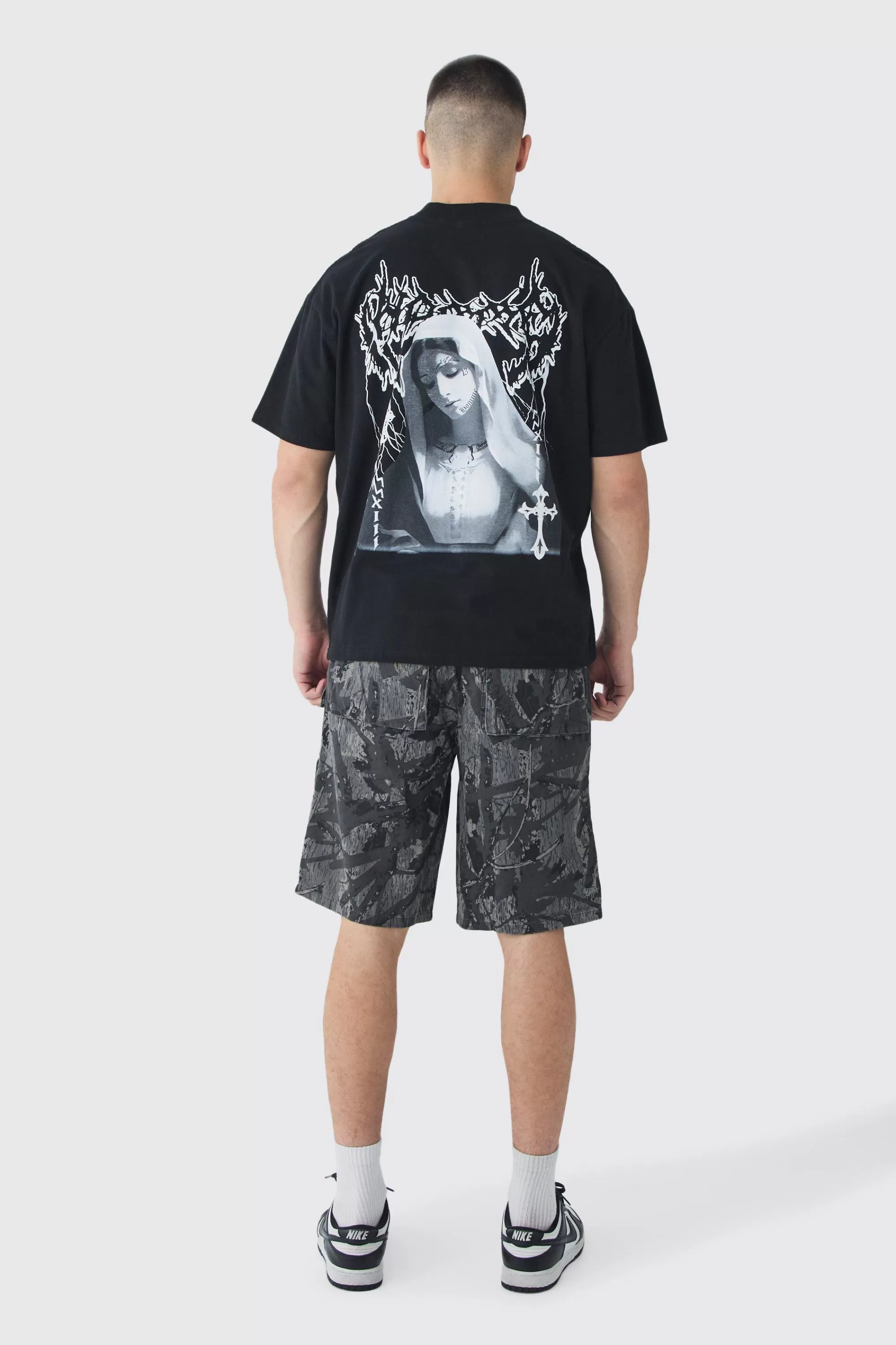 boohooMAN Tall Camo Printed Cargo Pocket With Extended Drawcords | UK