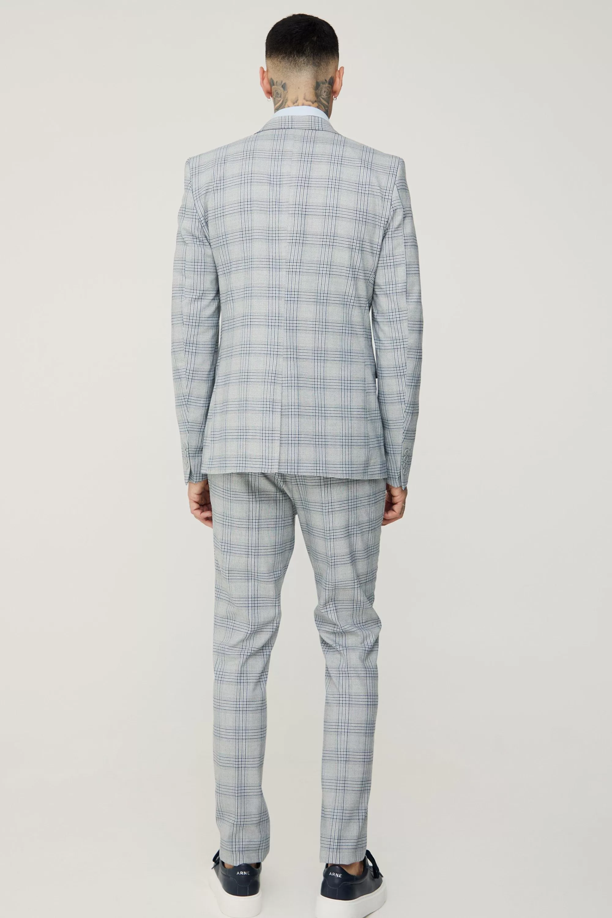 boohooMAN Tall Checked Skinny Fit Blazer | UK