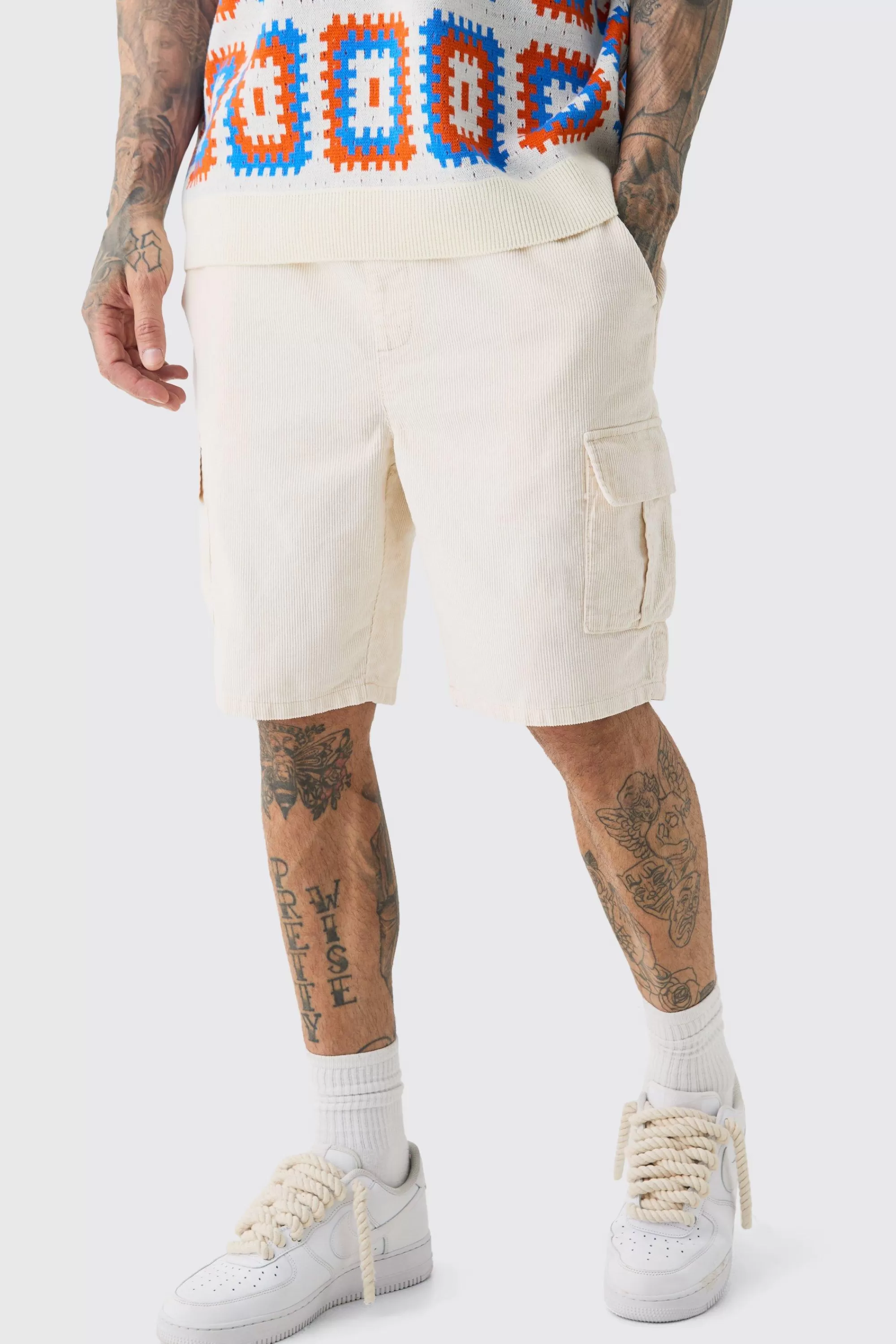 boohooMAN Tall Cord Cargo Shorts In | UK