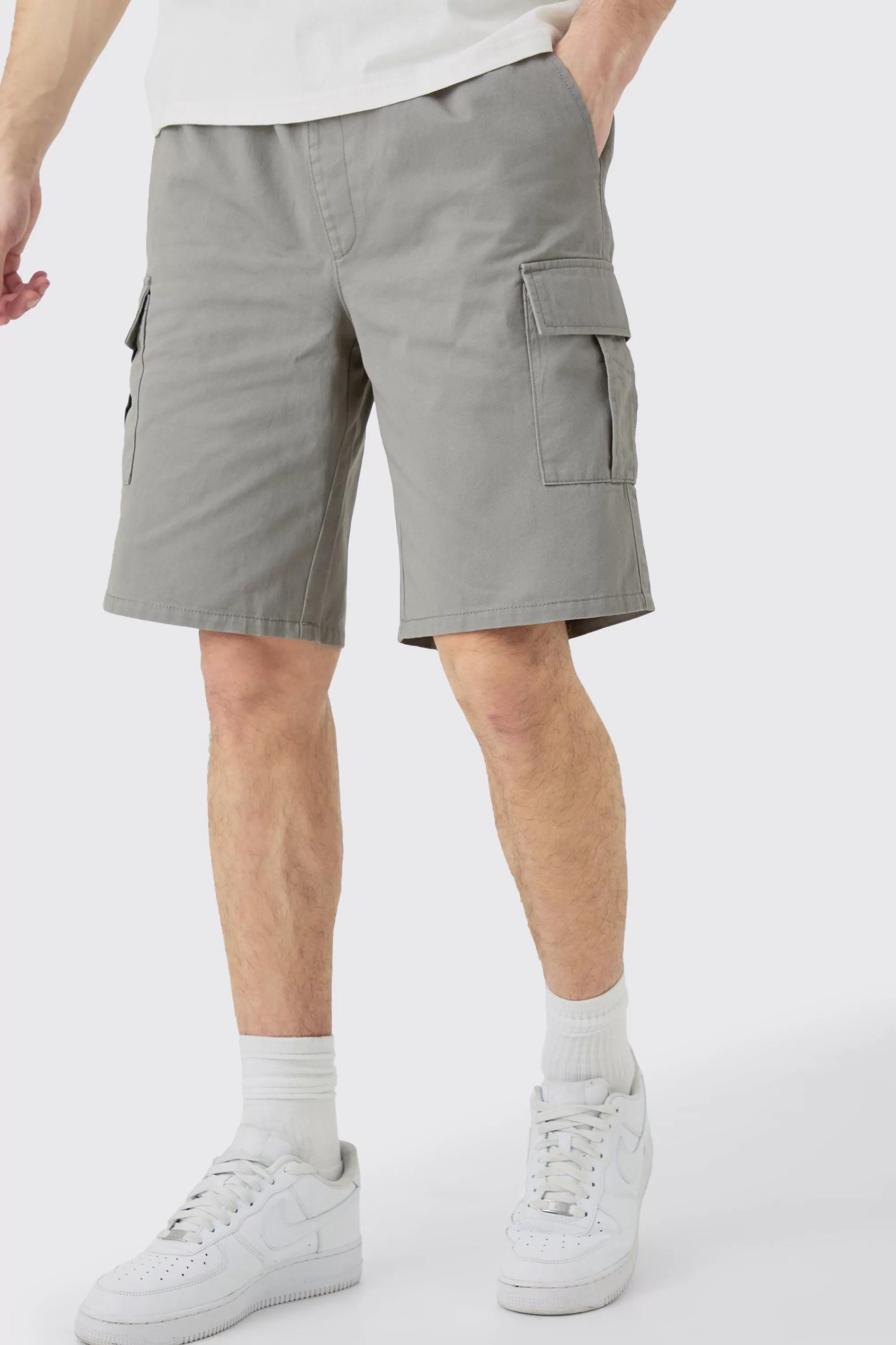 boohooMAN Tall Elastic Waist Relaxed Fit Cargo Shorts In | UK