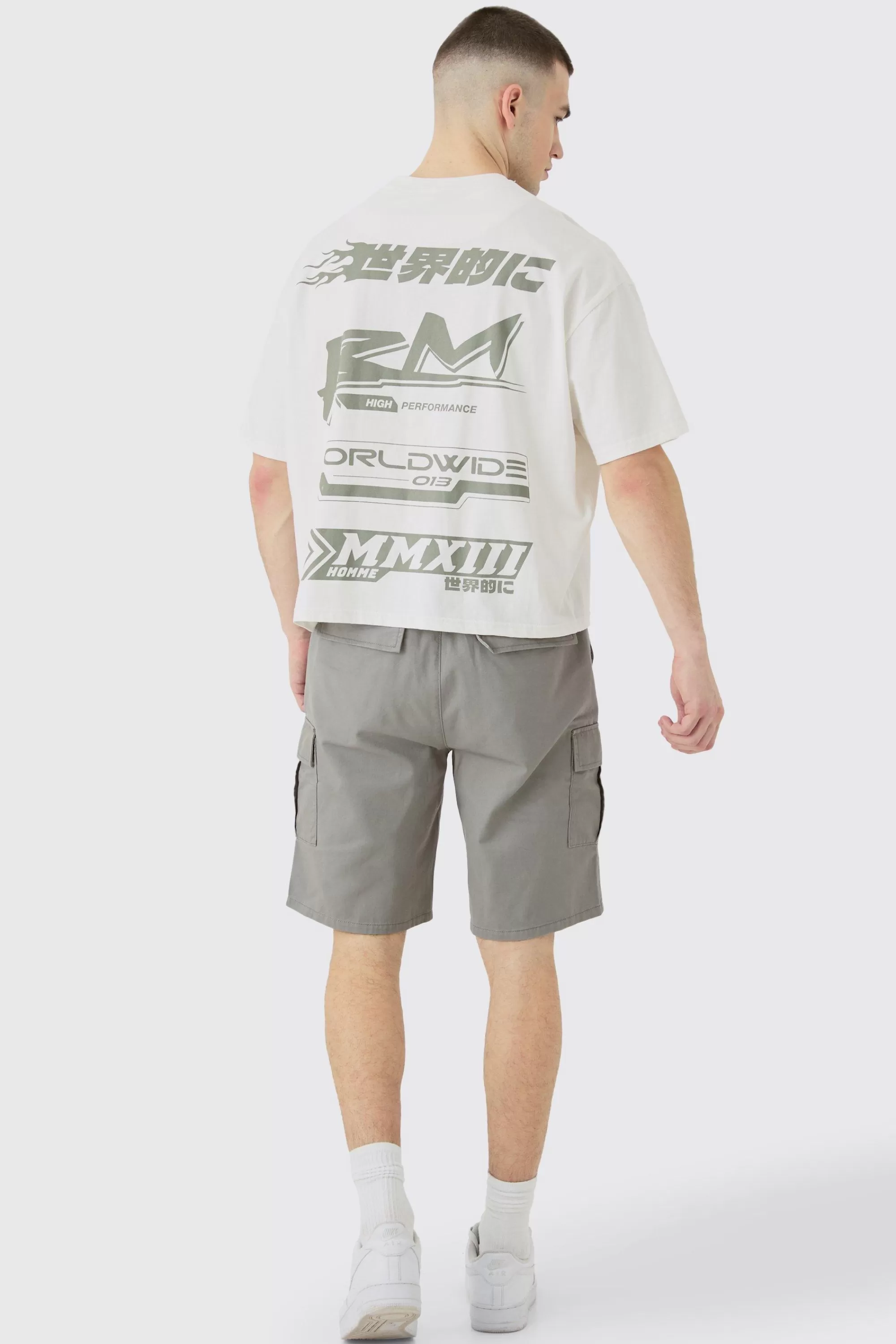 boohooMAN Tall Elastic Waist Relaxed Fit Cargo Shorts In | UK