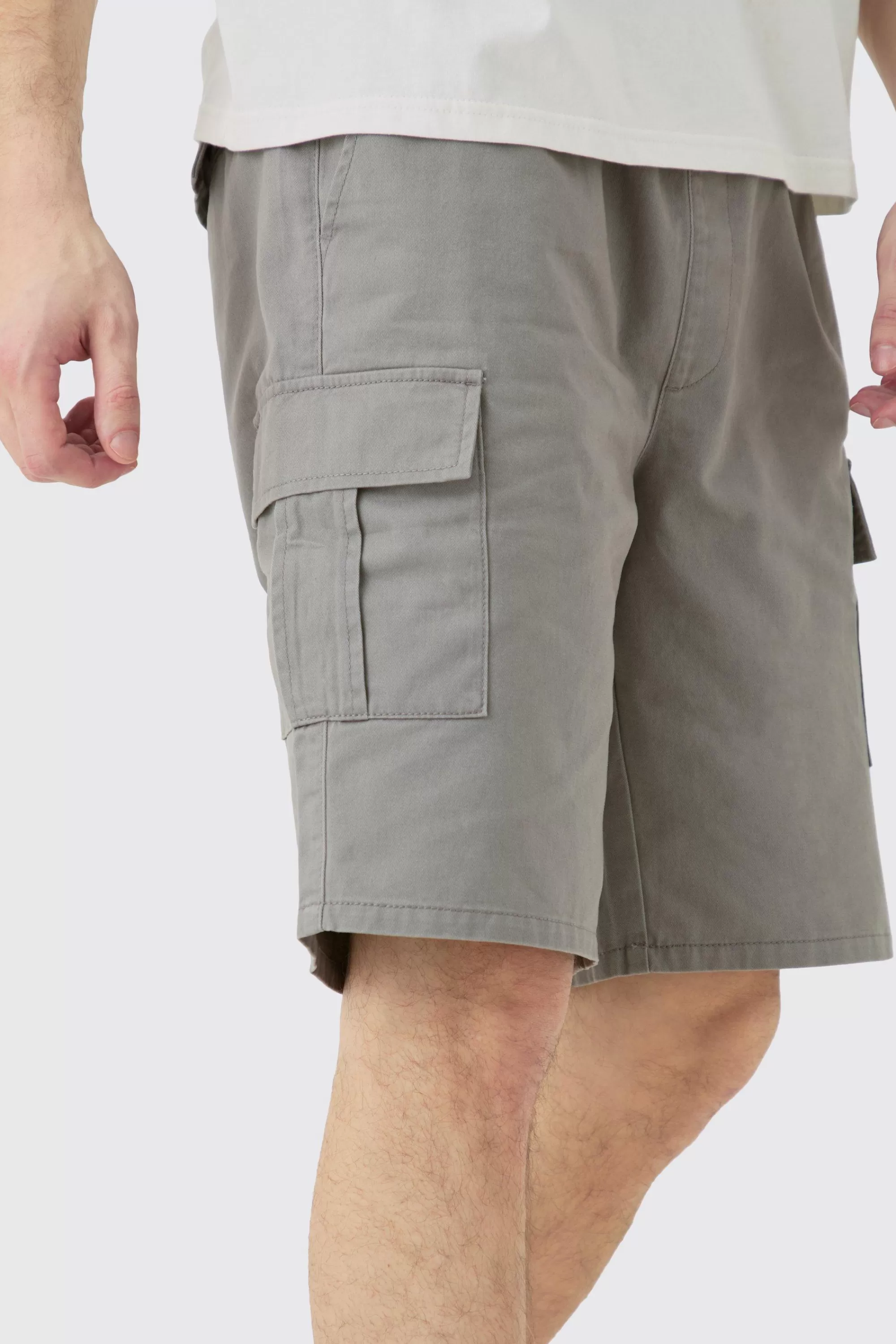boohooMAN Tall Elastic Waist Relaxed Fit Cargo Shorts In | UK