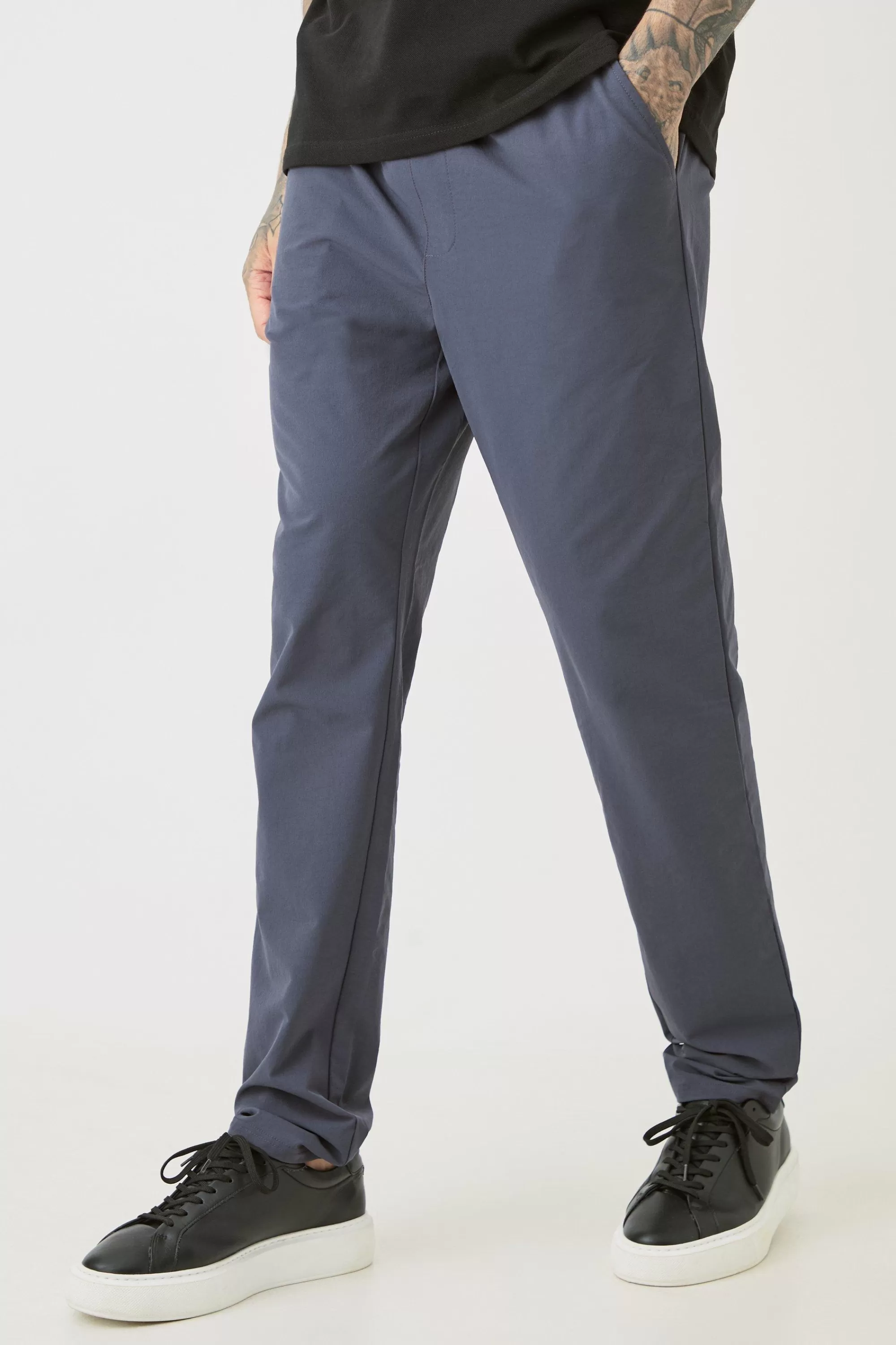 boohooMAN Tall Elasticated Lightweight Technical Stretch Slim Fit Trousers | UK
