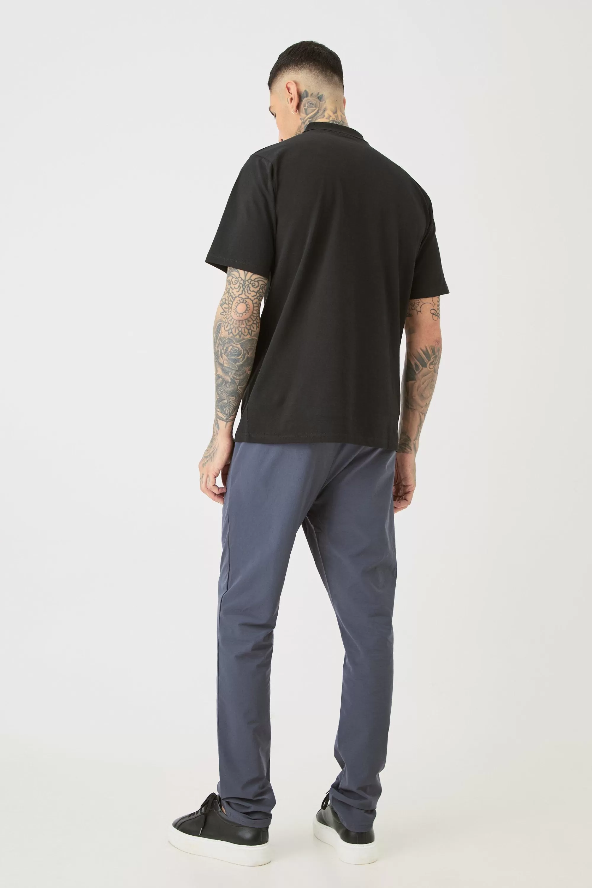boohooMAN Tall Elasticated Lightweight Technical Stretch Slim Fit Trousers | UK