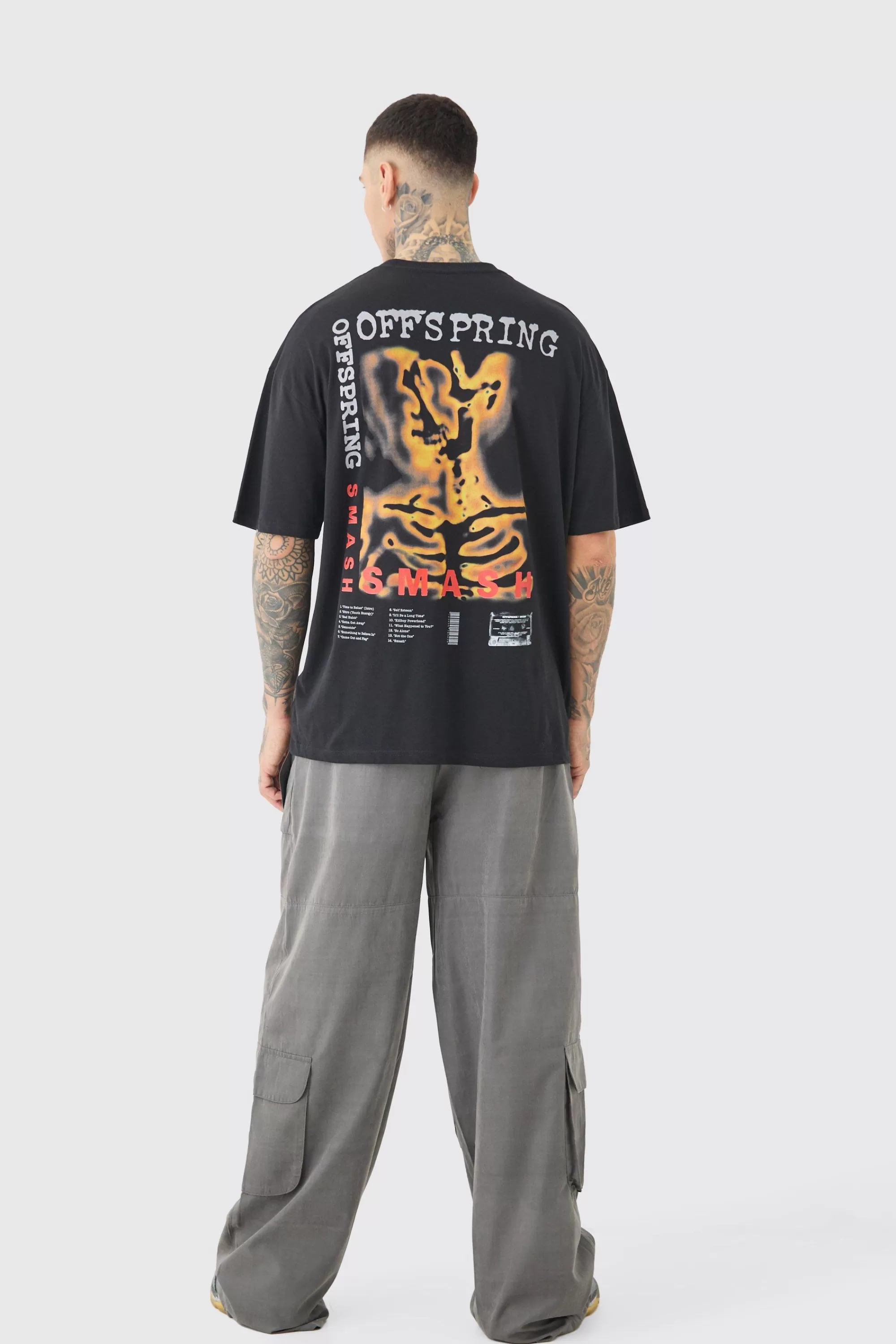 boohooMAN Tall Elasticated Waist Oversized Peached Cargo Trouser | UK