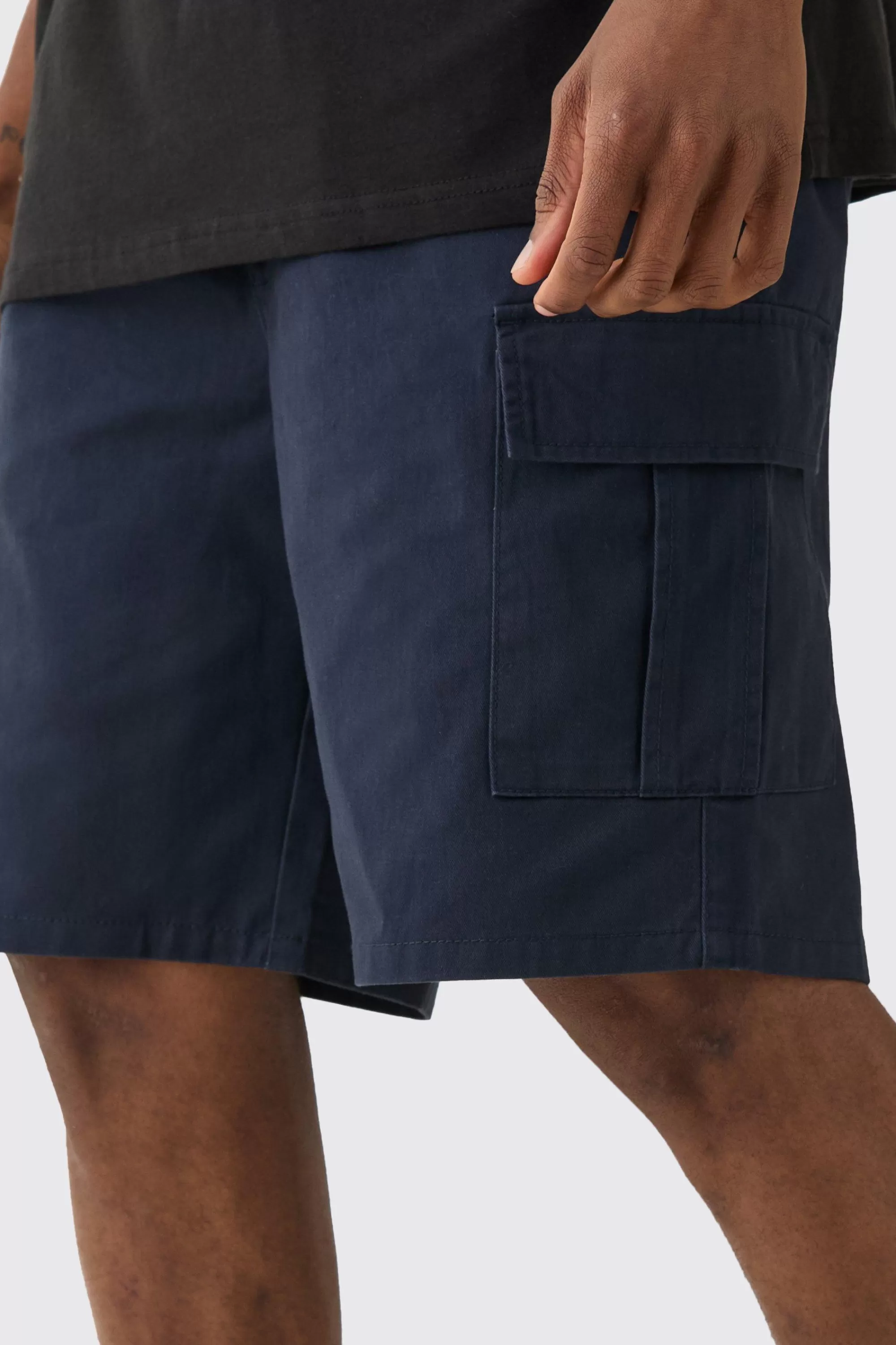 boohooMAN Tall Elasticated Waist Relaxed Fit Cargo Shorts | UK