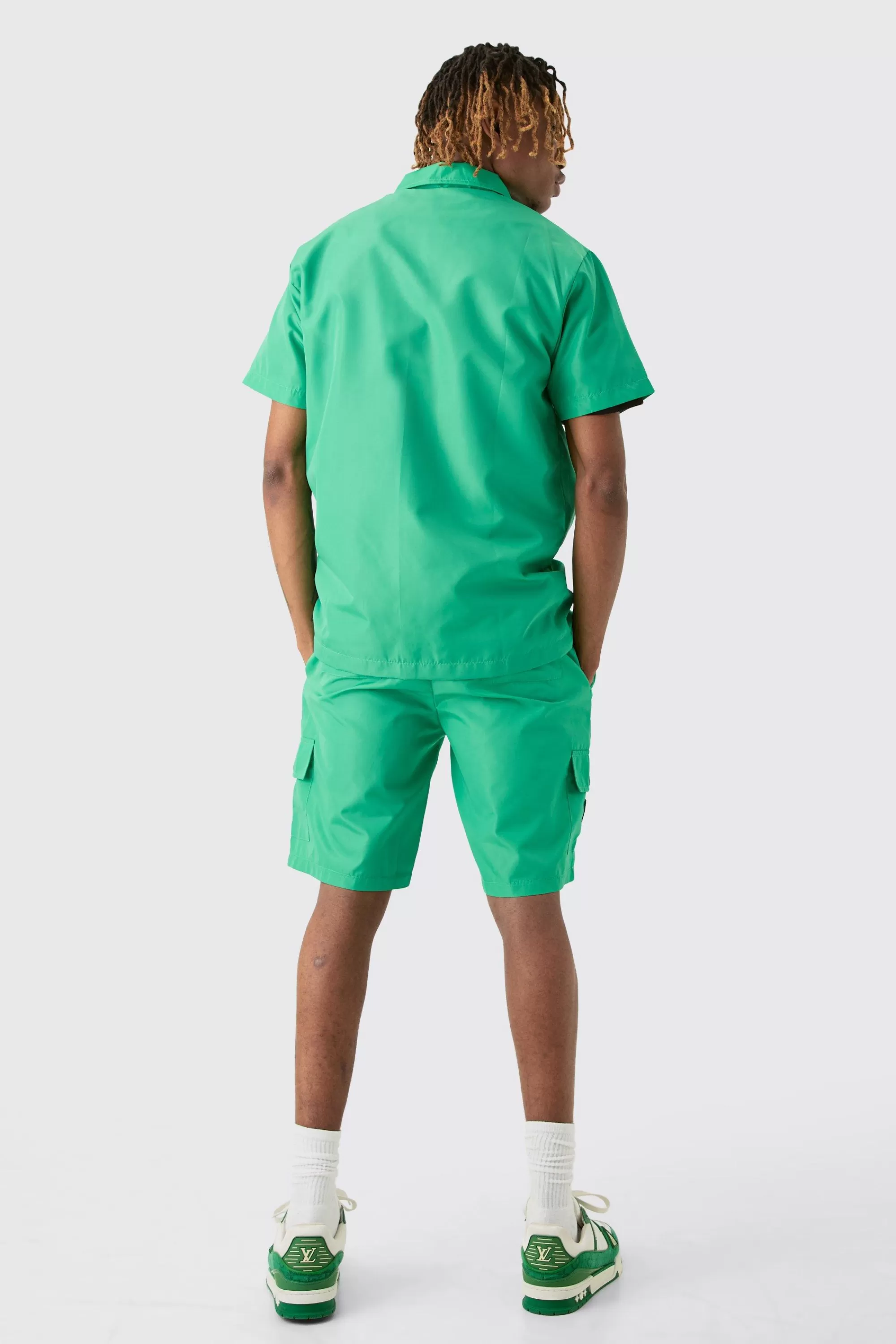 boohooMAN Tall Elasticated Waist Relaxed Nylon Man Cargo Short | UK
