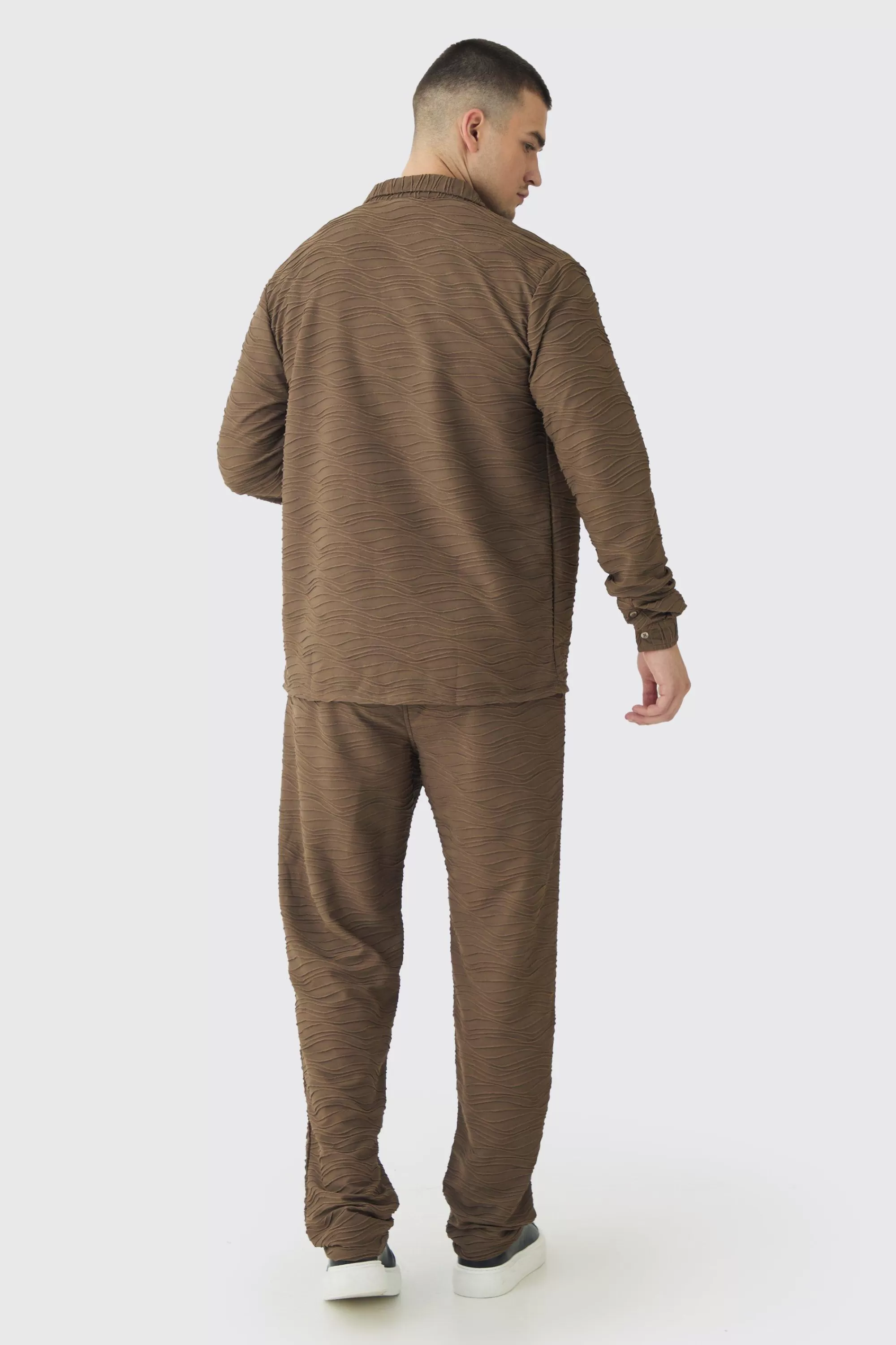 boohooMAN Tall Elevated Pleated Shirt And Straight Fit Trouser Set In | UK