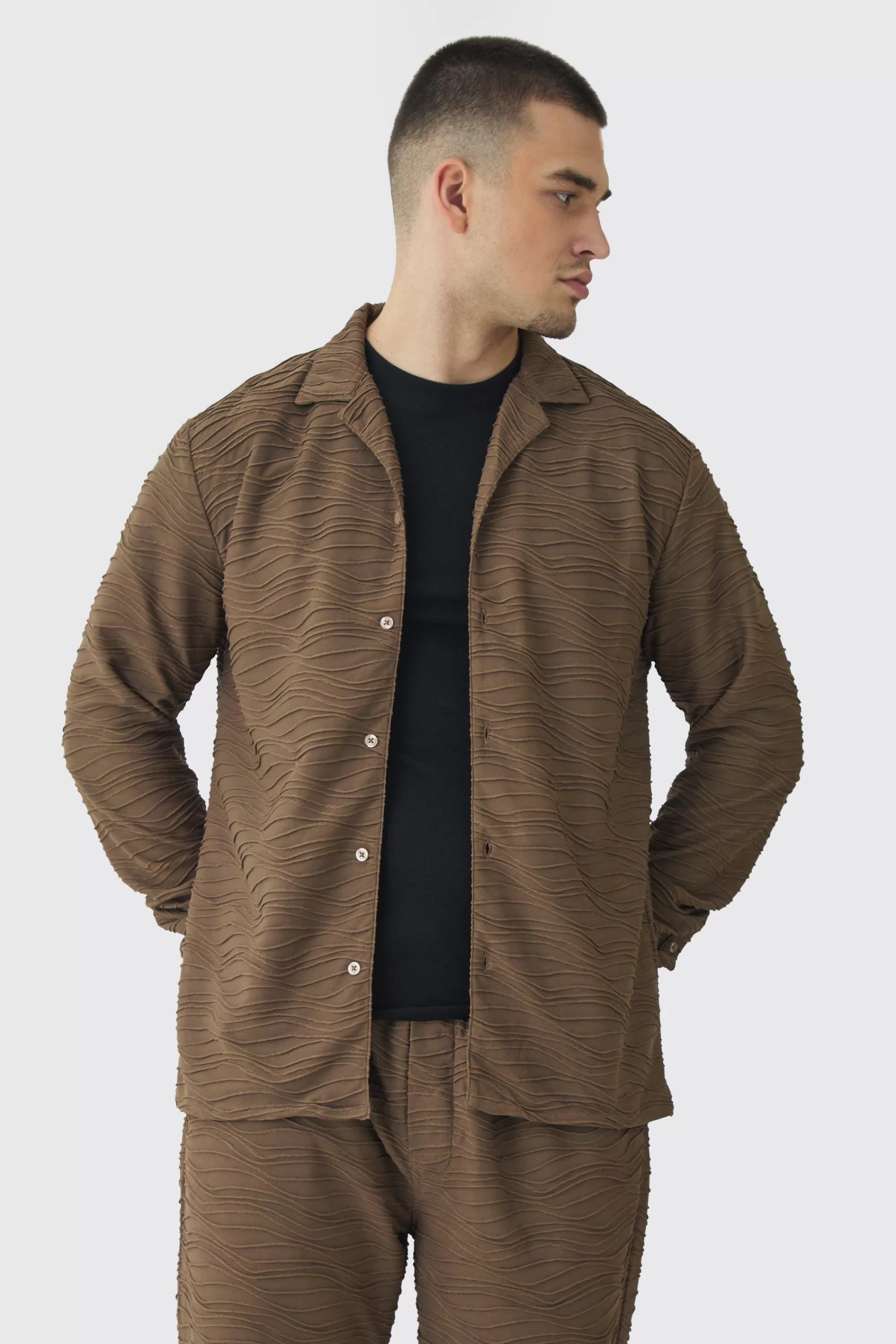 boohooMAN Tall Elevated Pleated Shirt And Straight Fit Trouser Set In | UK