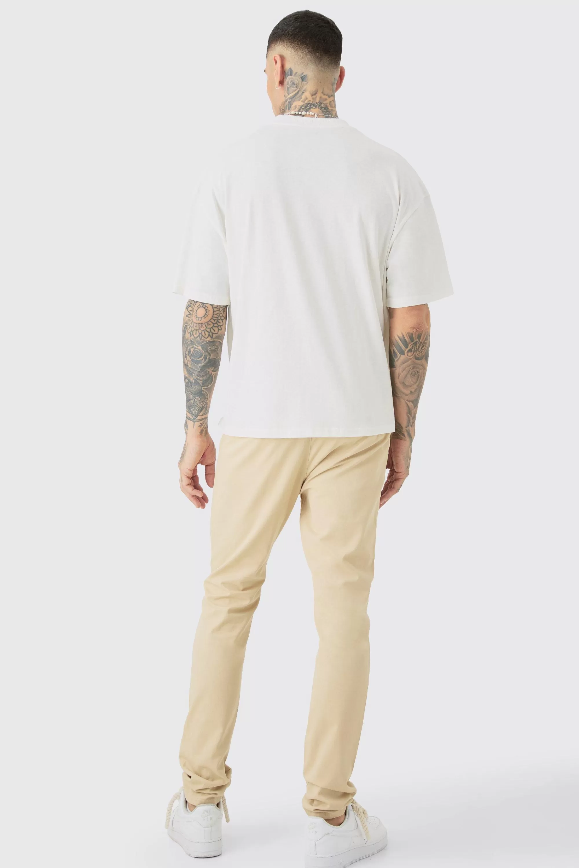 boohooMAN Tall Fixed Waist Skinny Chino Trouser | UK