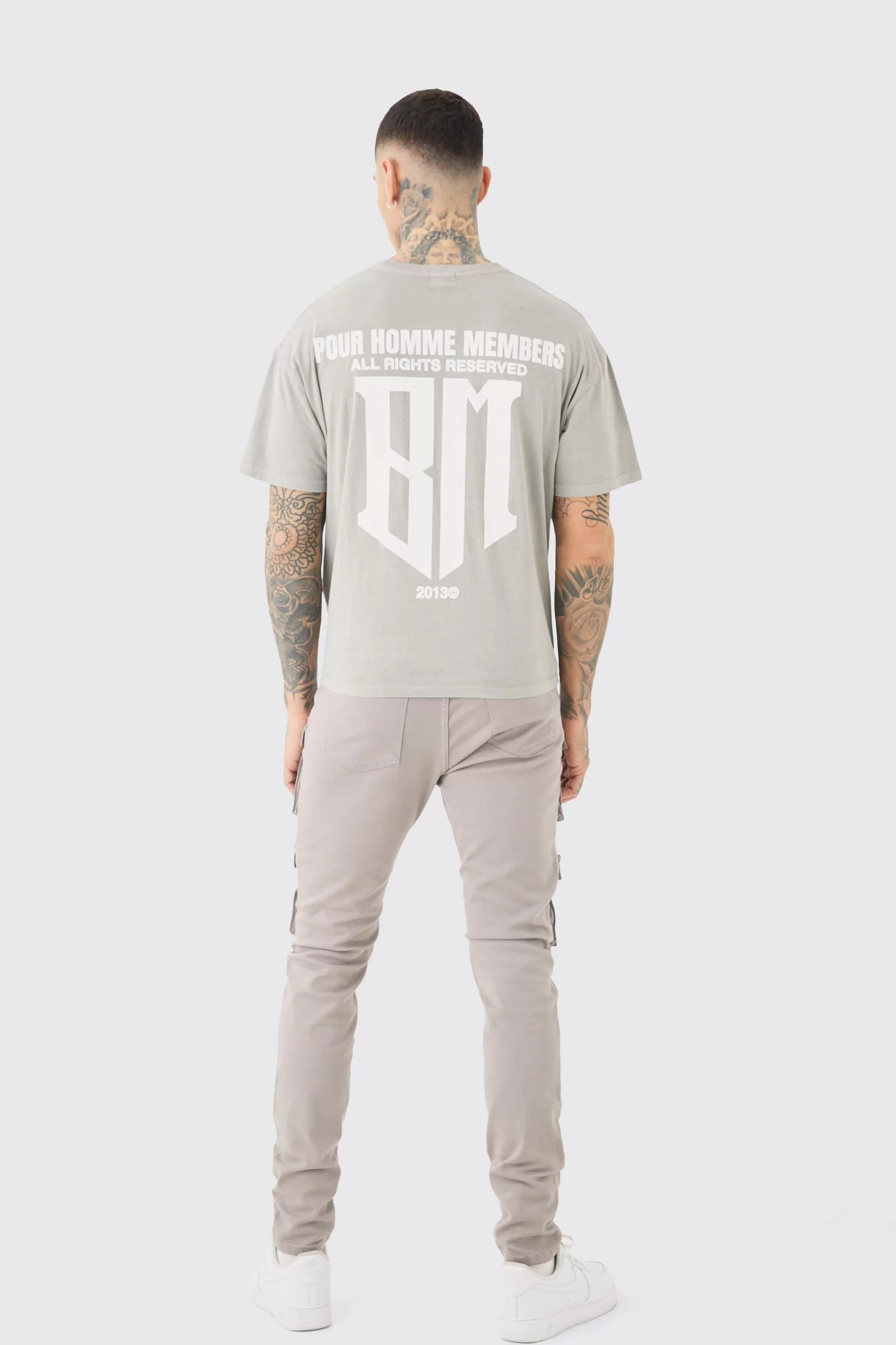 boohooMAN Tall Fixed Waist Skinny Multi Cargo Pocket Trouser | UK