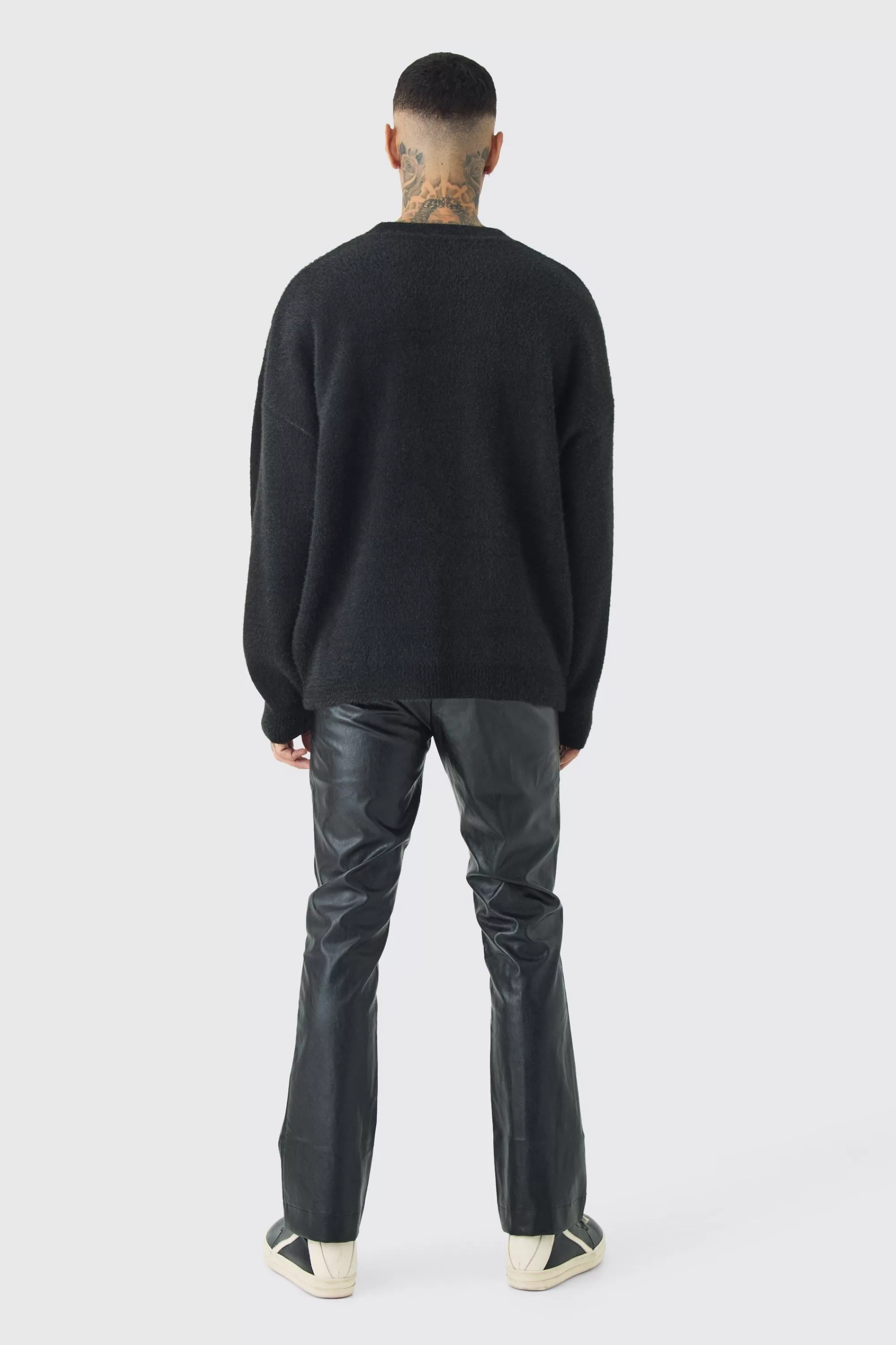 boohooMAN Tall Homme Oversized Fluffy Knitted Jumper | UK