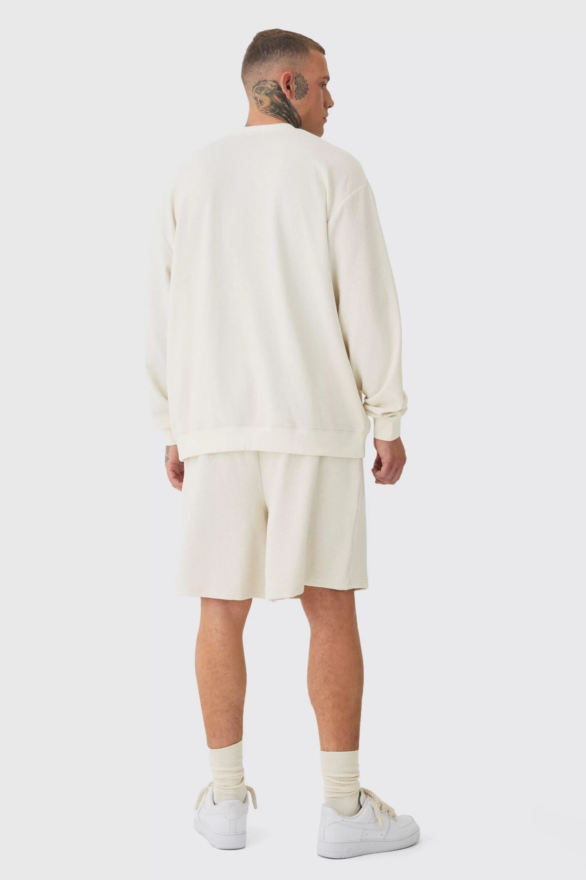 boohooMAN Tall Jacquard Knit Drawcord Shorts | UK