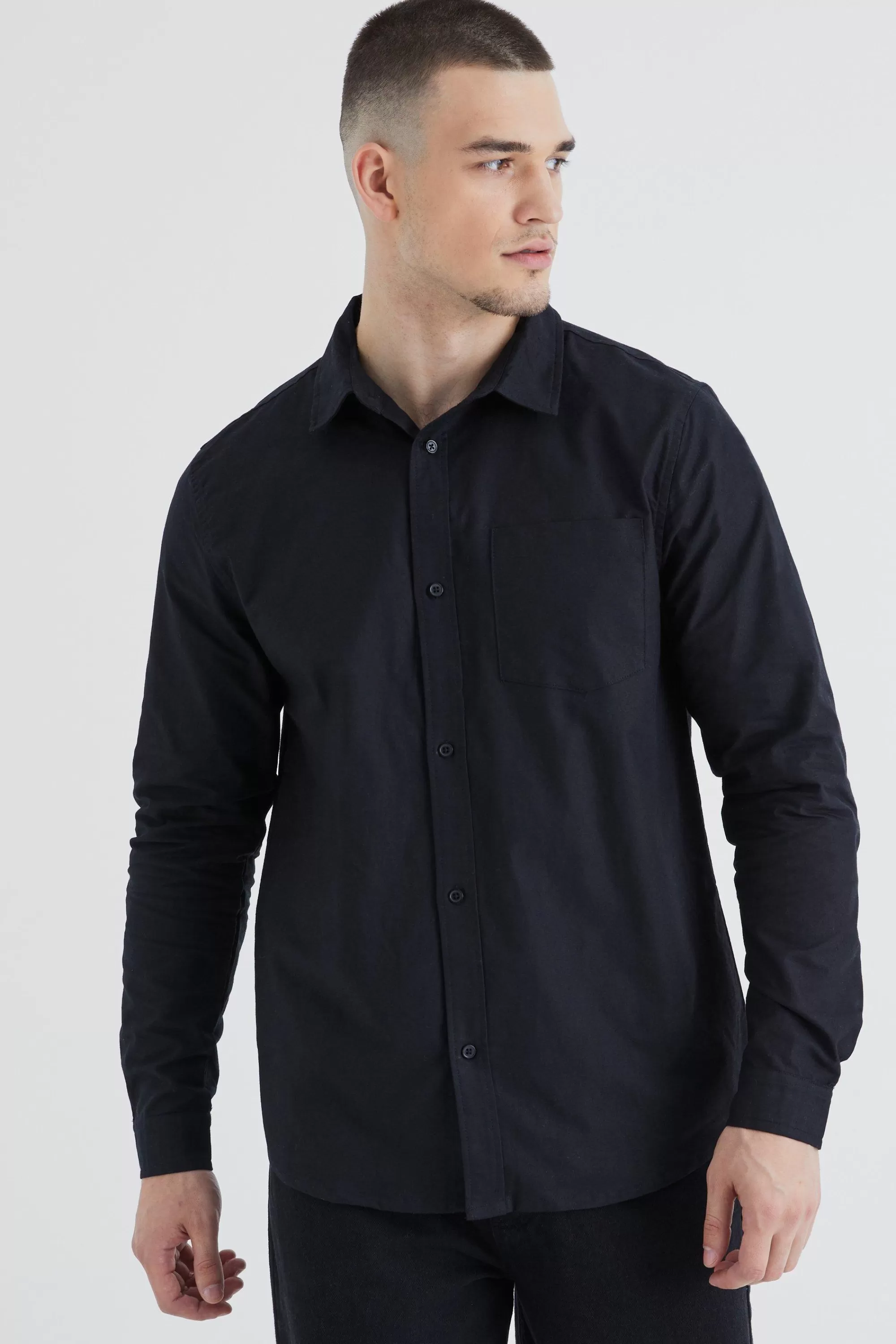boohooMAN Tall Long Sleeve Oxford Shirt | UK