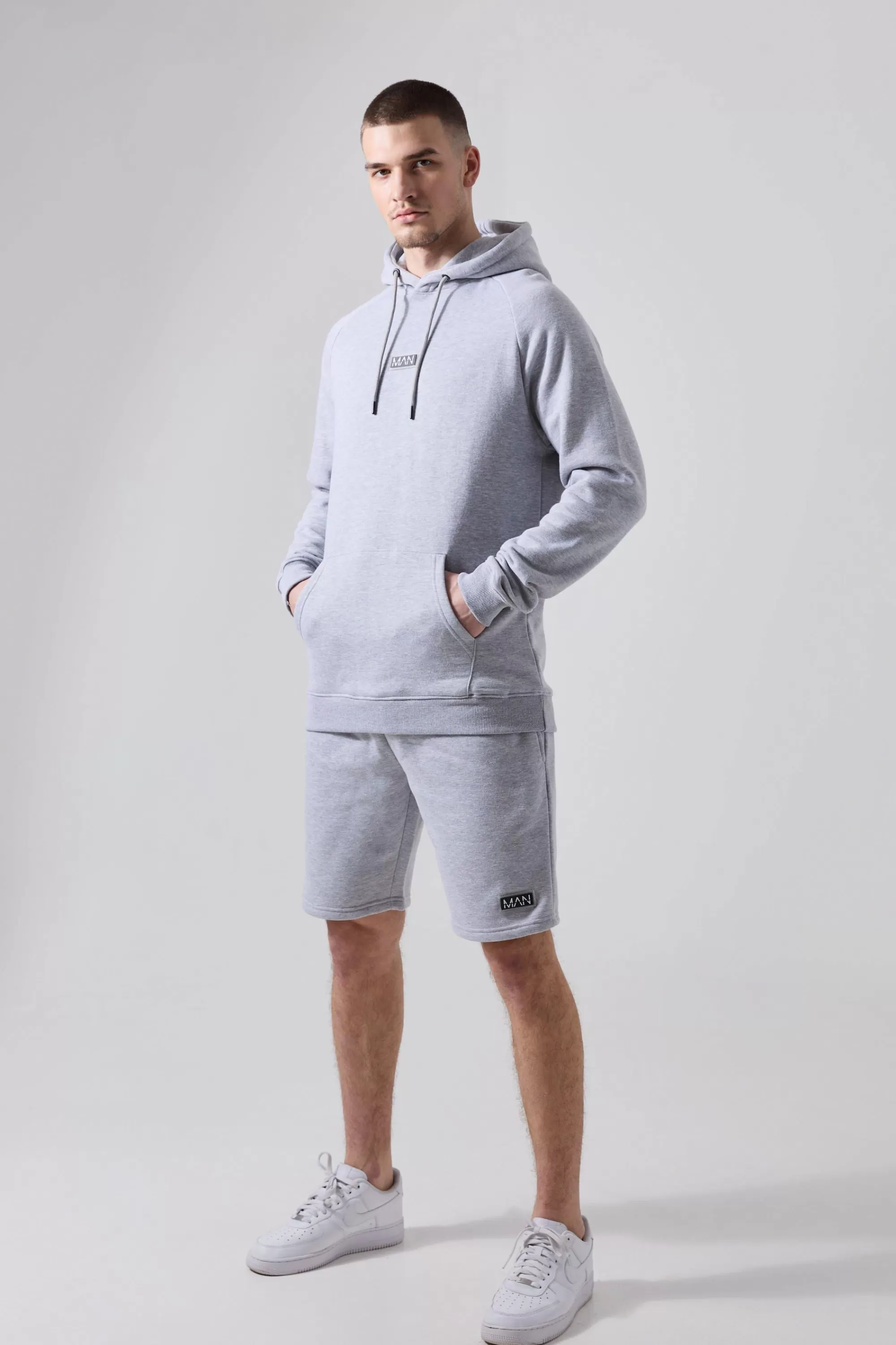 boohooMAN Tall Man Active Gym Regular Fit Training Hoodie & Short Set | UK