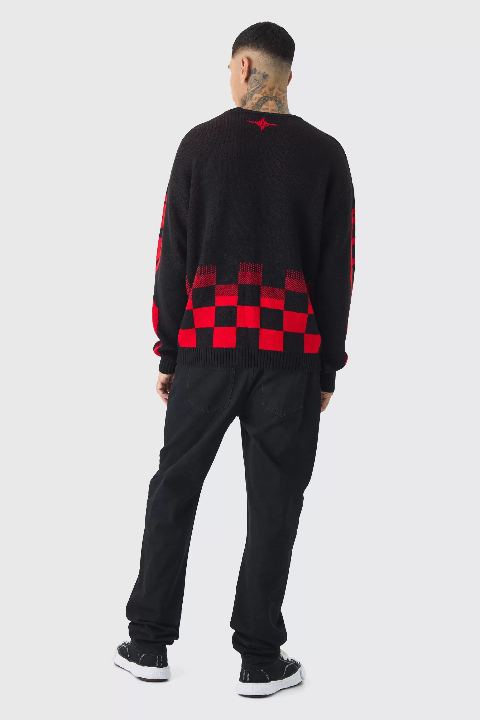 boohooMAN Tall Moto Crew Neck Knitted Jumper In | UK