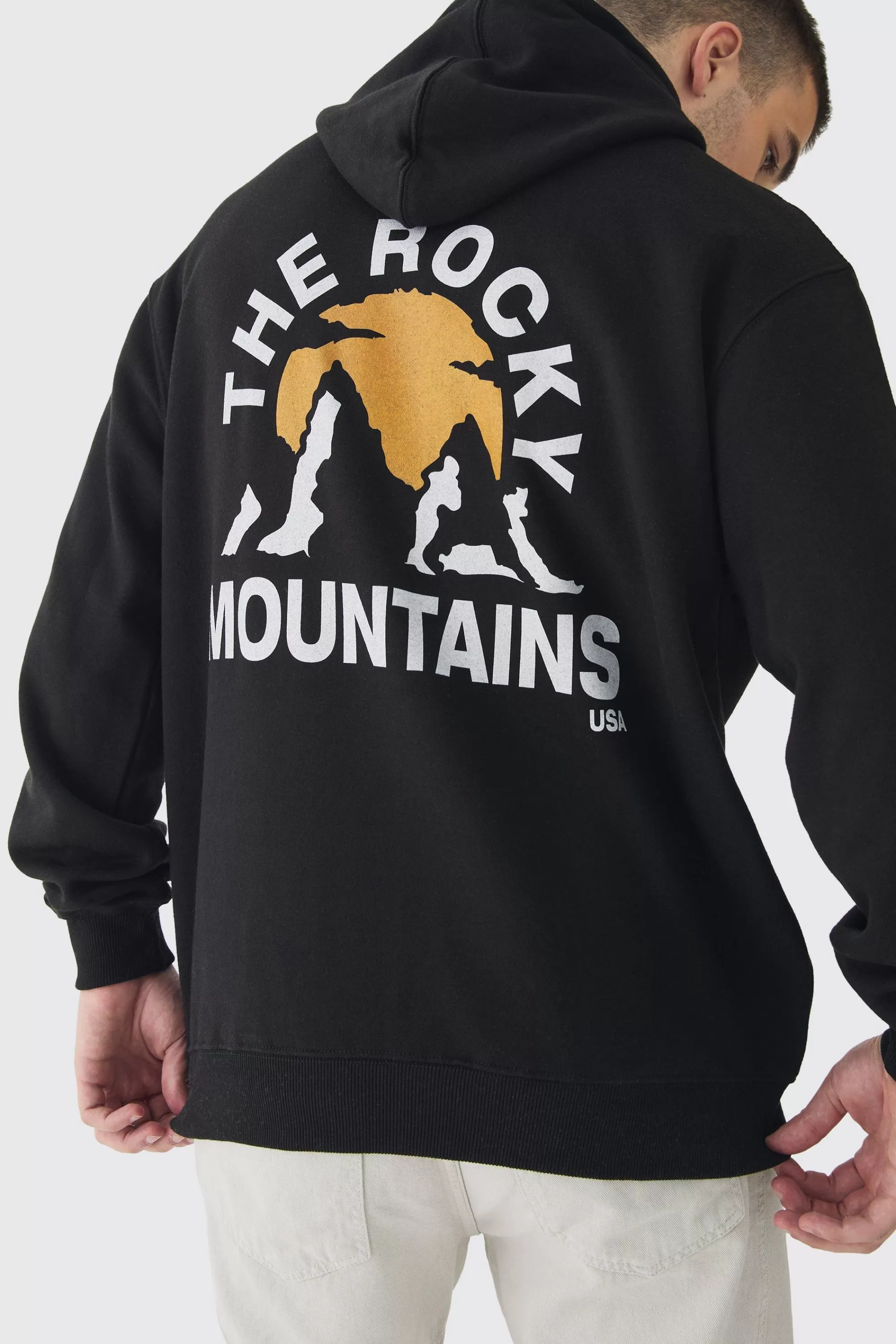 boohooMAN Tall Mountains Graphic Oversized Hoodie | UK