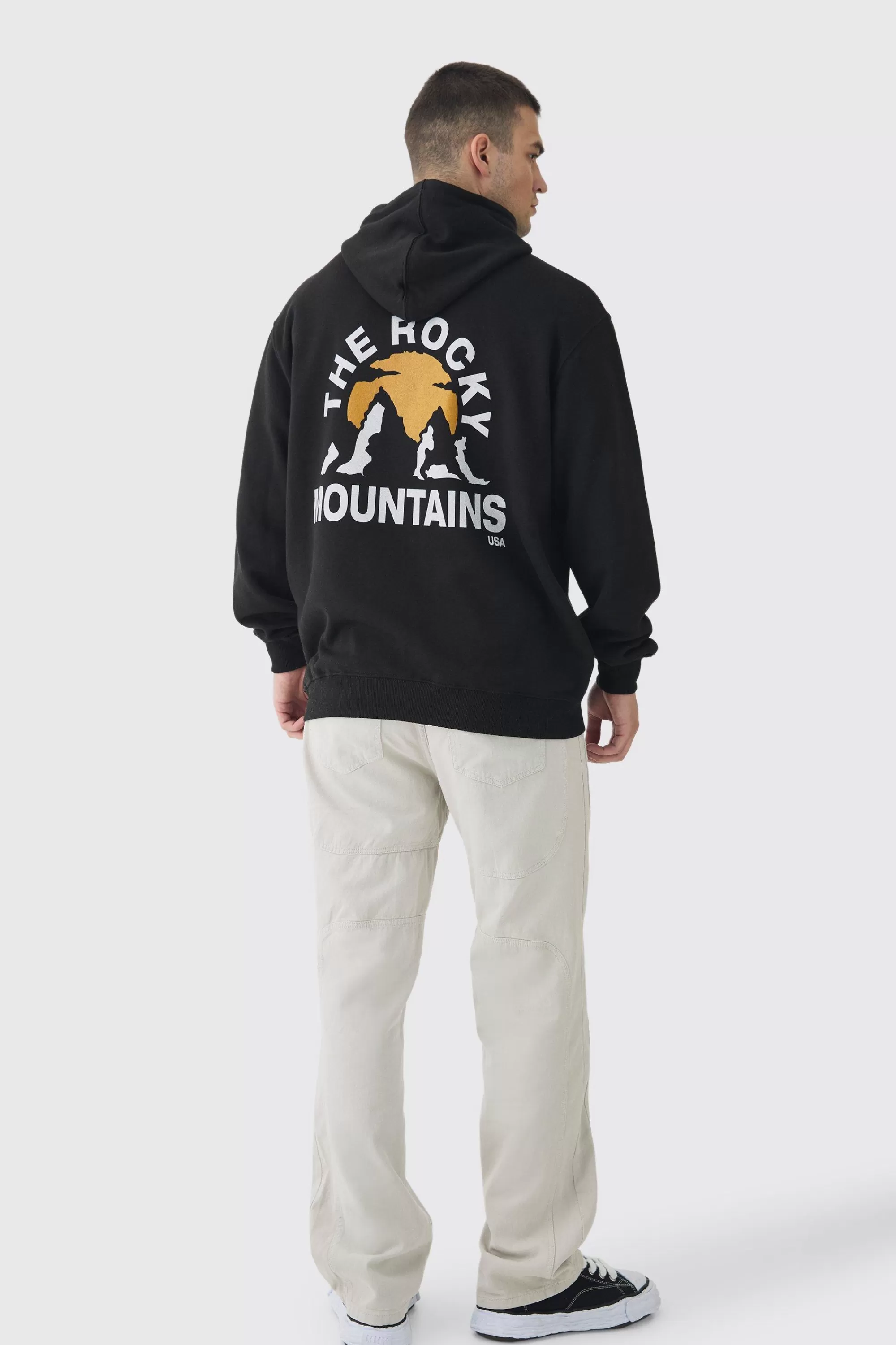boohooMAN Tall Mountains Graphic Oversized Hoodie | UK