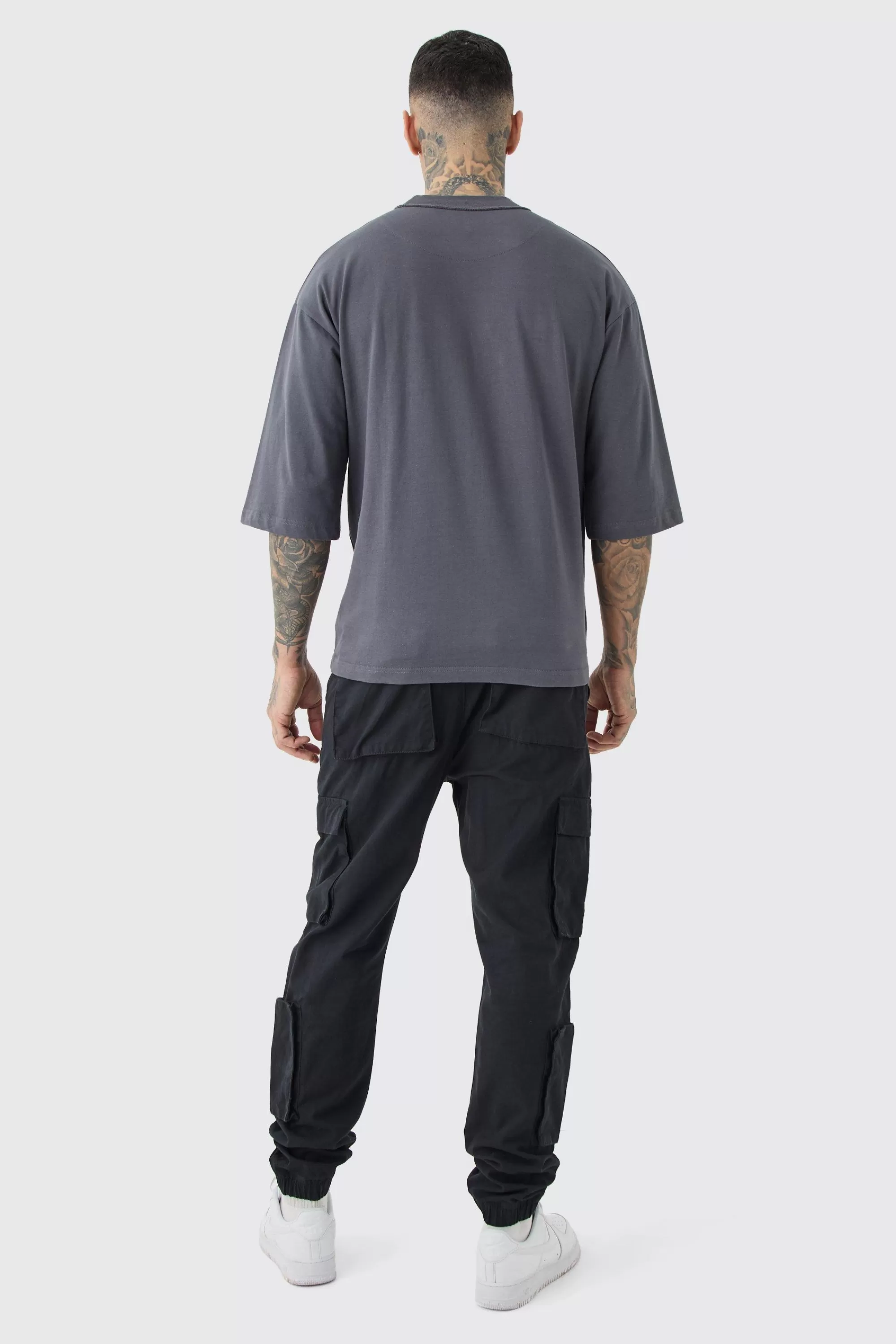 boohooMAN Tall Multi Cargo Pocket Cuffed Trousers | UK