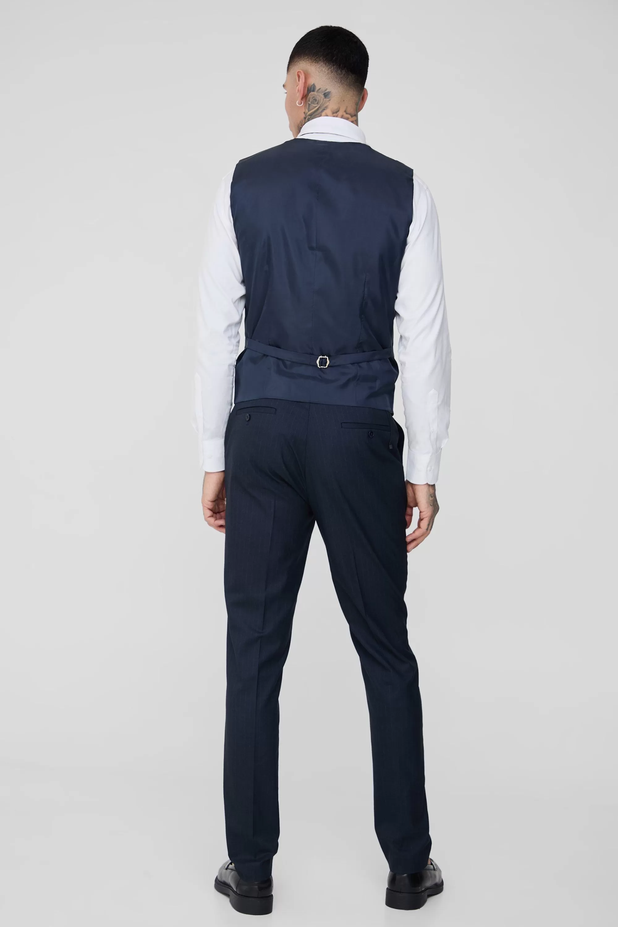 boohooMAN Tall Pinstripe Waistcoat | UK