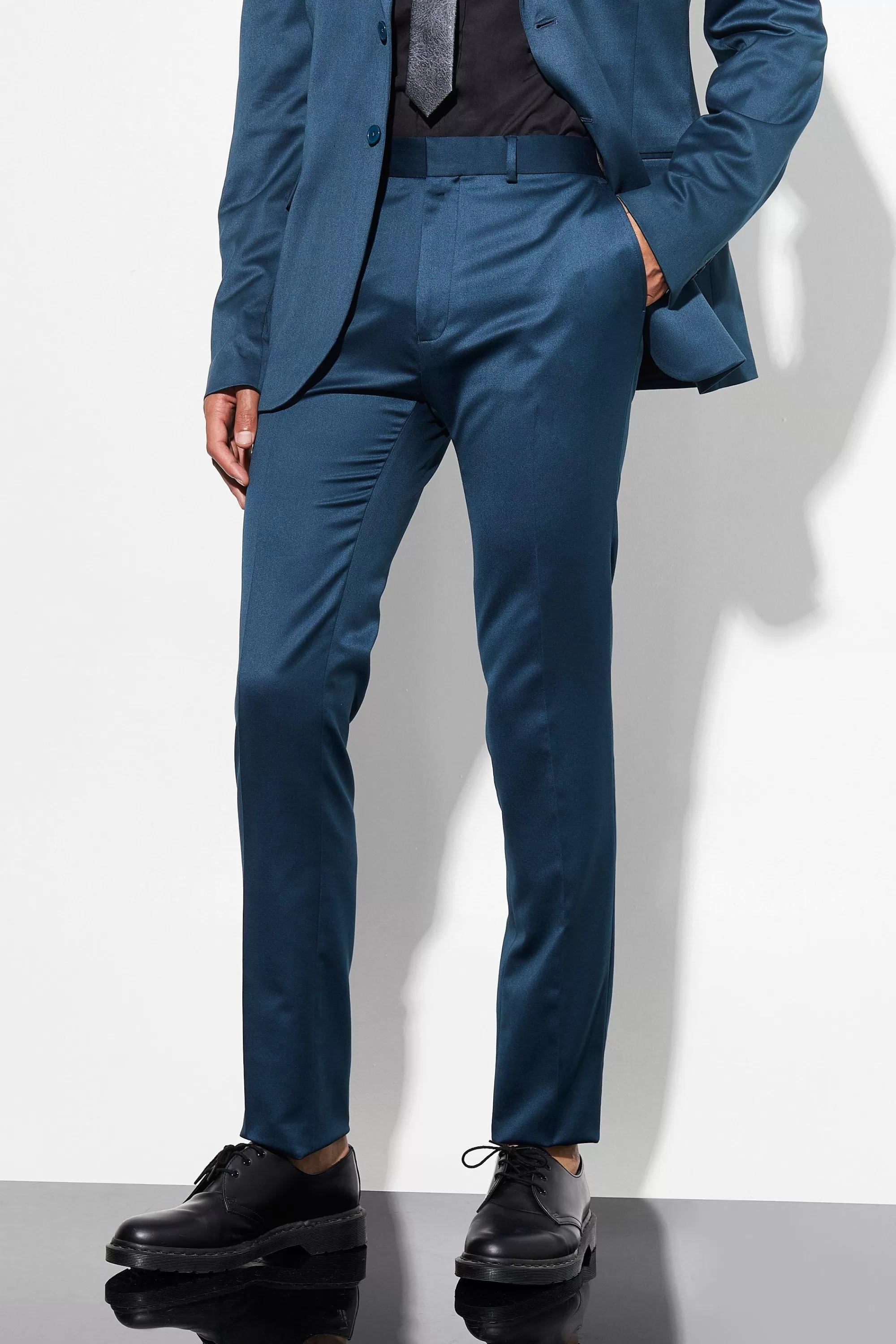boohooMAN Tall Satin Skinny Fit Suit | UK