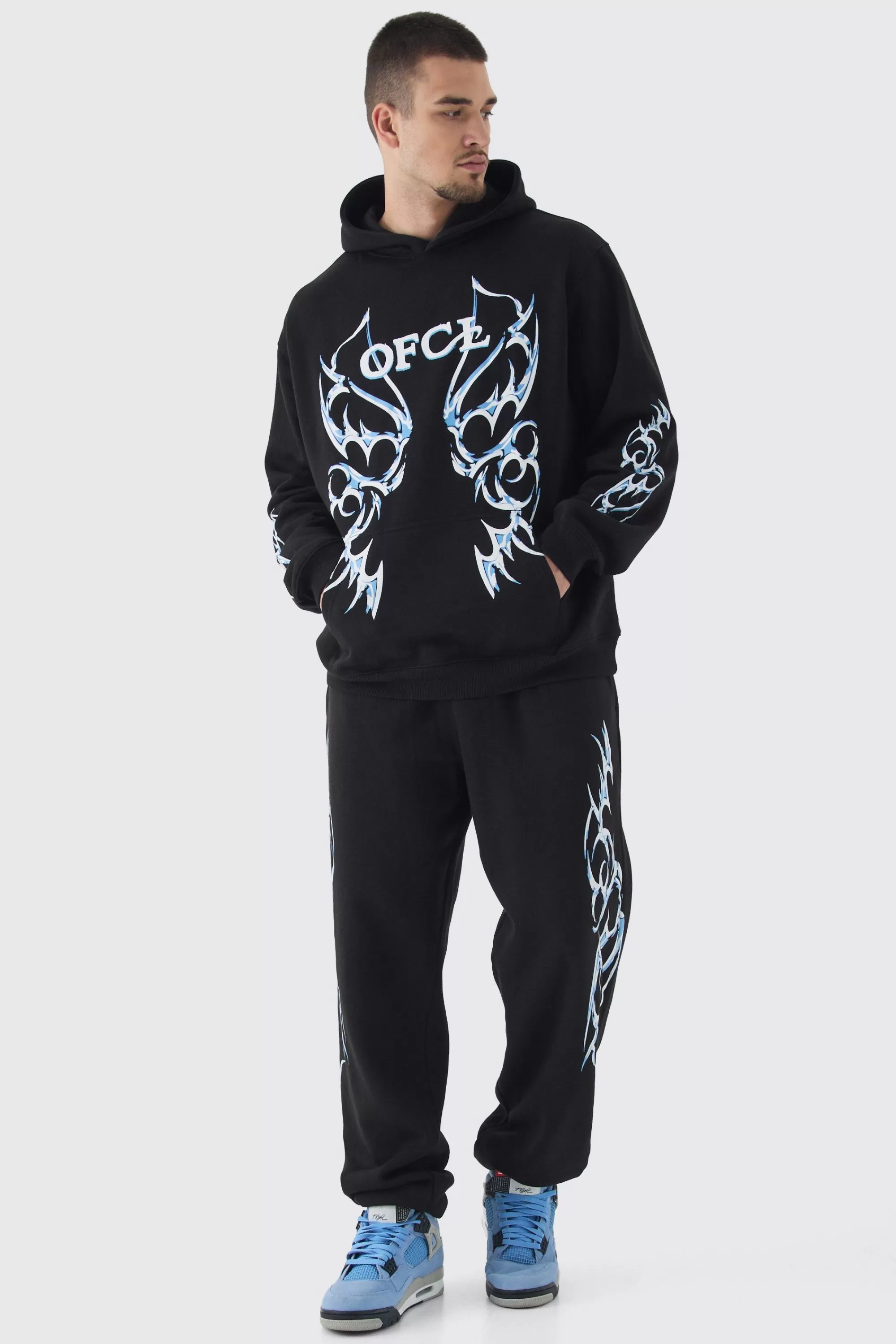 boohooMAN Tall OFCL Print Oversized Tracksuit In | UK
