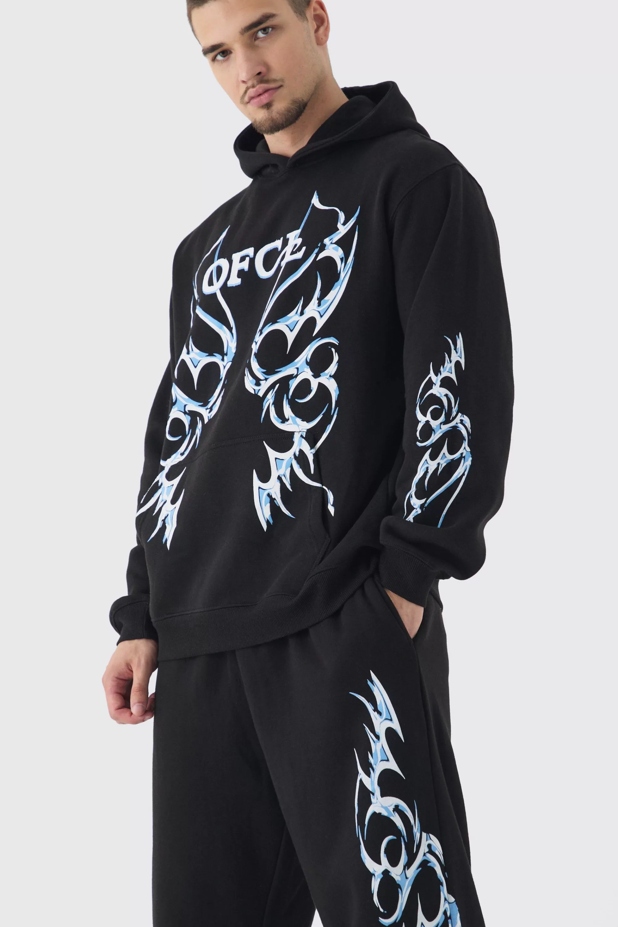 boohooMAN Tall OFCL Print Oversized Tracksuit In | UK