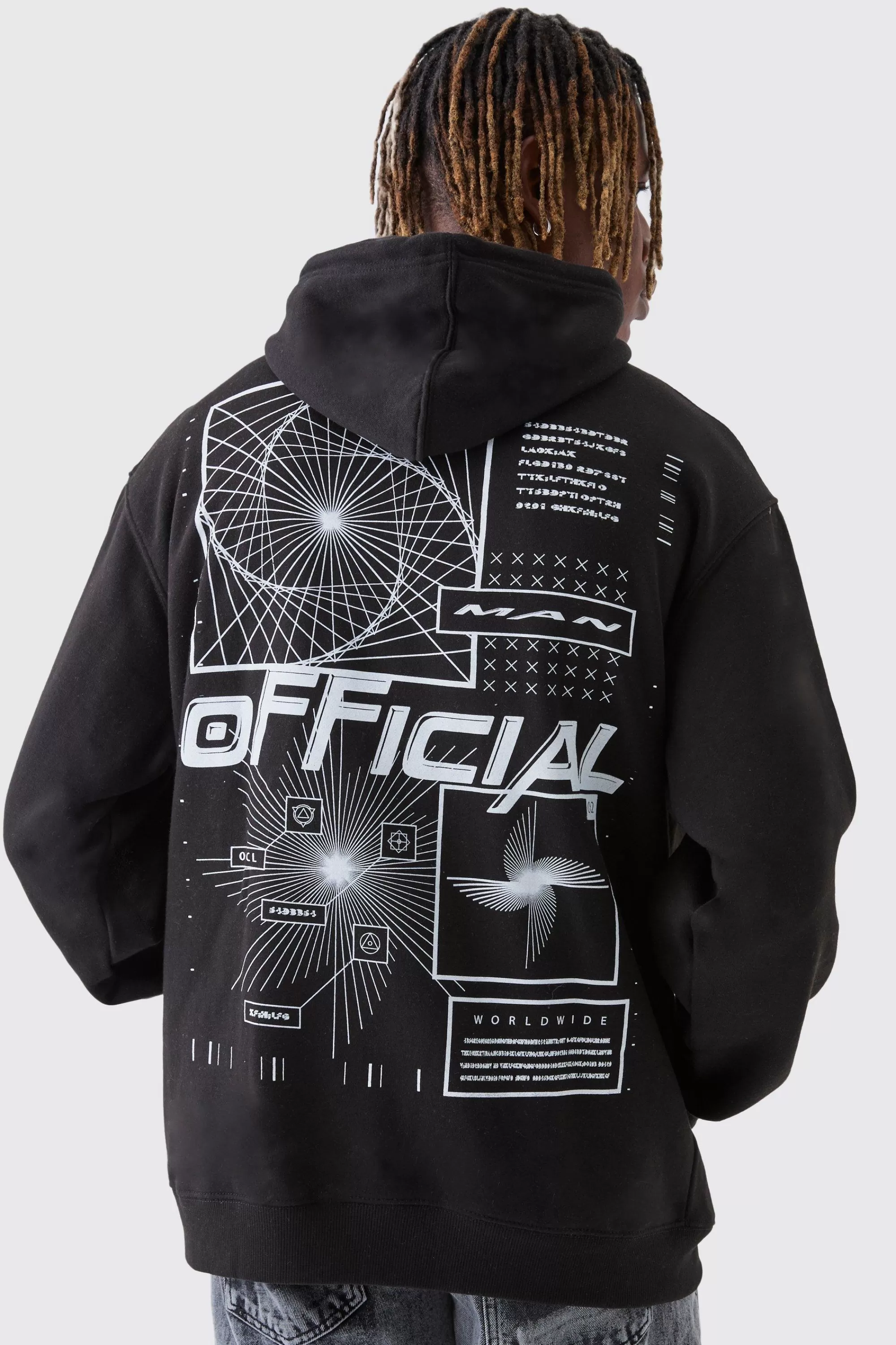 boohooMAN Tall Official Abstract Graphic Oversized Hoodie | UK