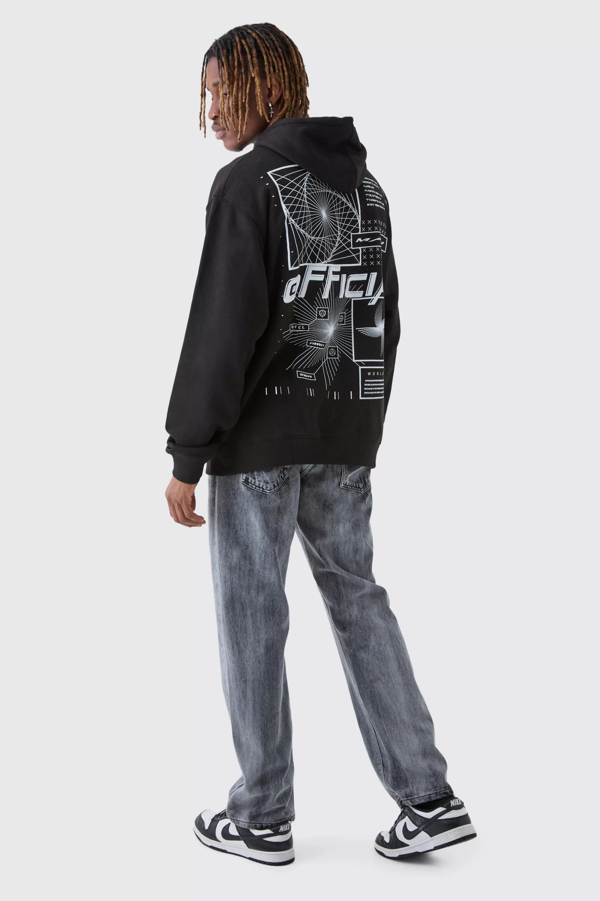 boohooMAN Tall Official Abstract Graphic Oversized Hoodie | UK