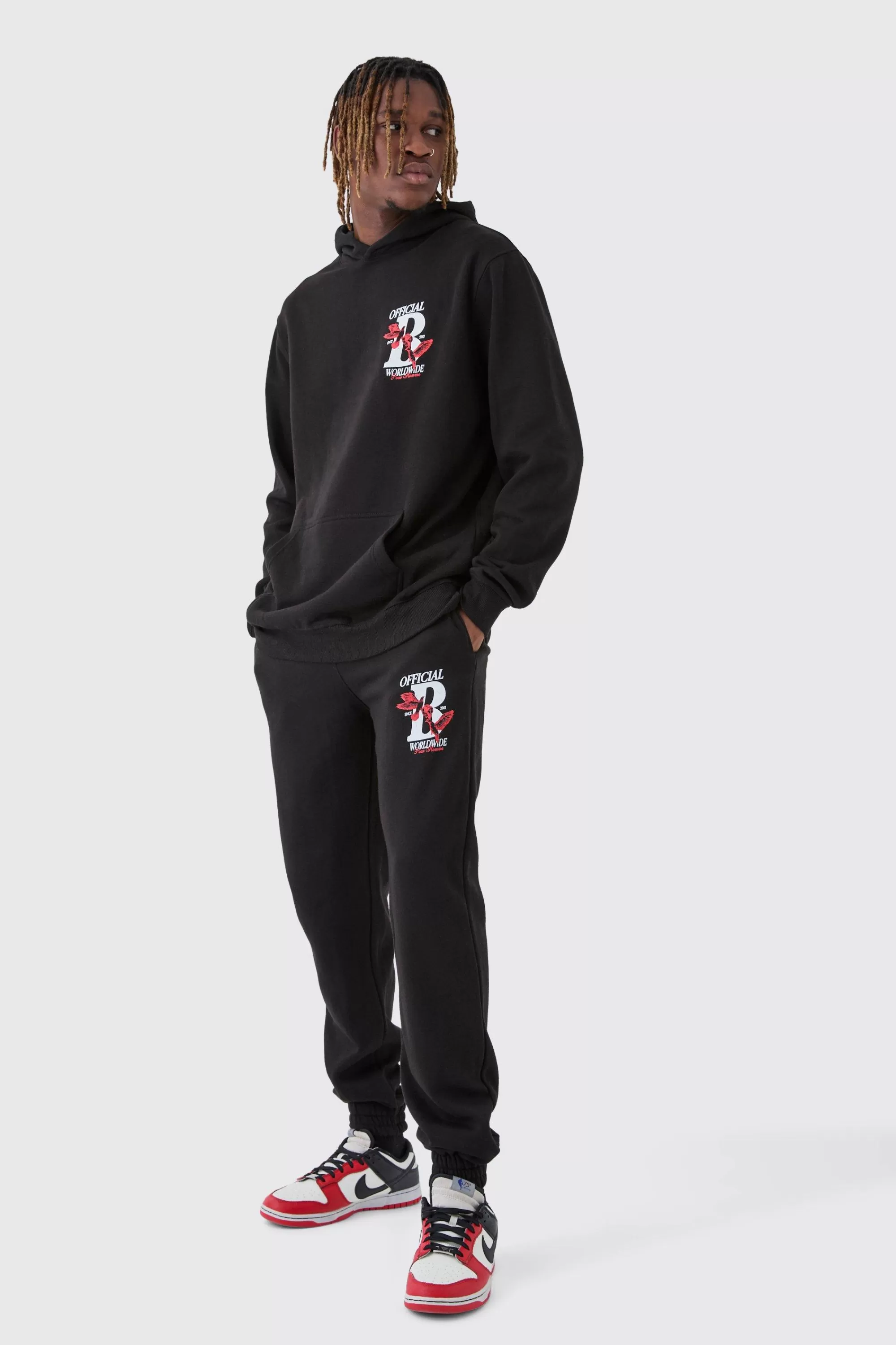 boohooMAN Tall Official Dove Printed Regular Fit Tracksuit | UK