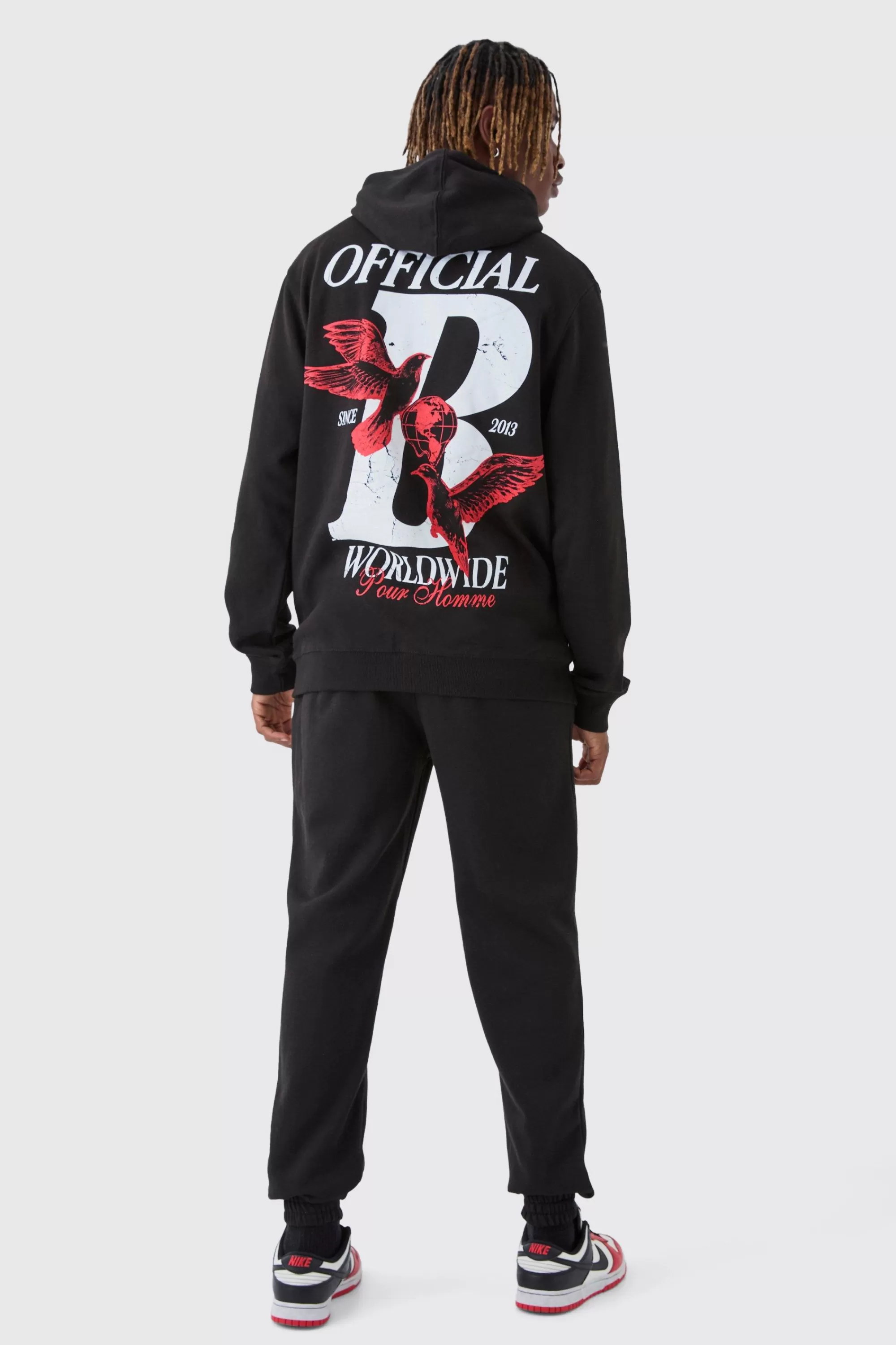 boohooMAN Tall Official Dove Printed Regular Fit Tracksuit | UK