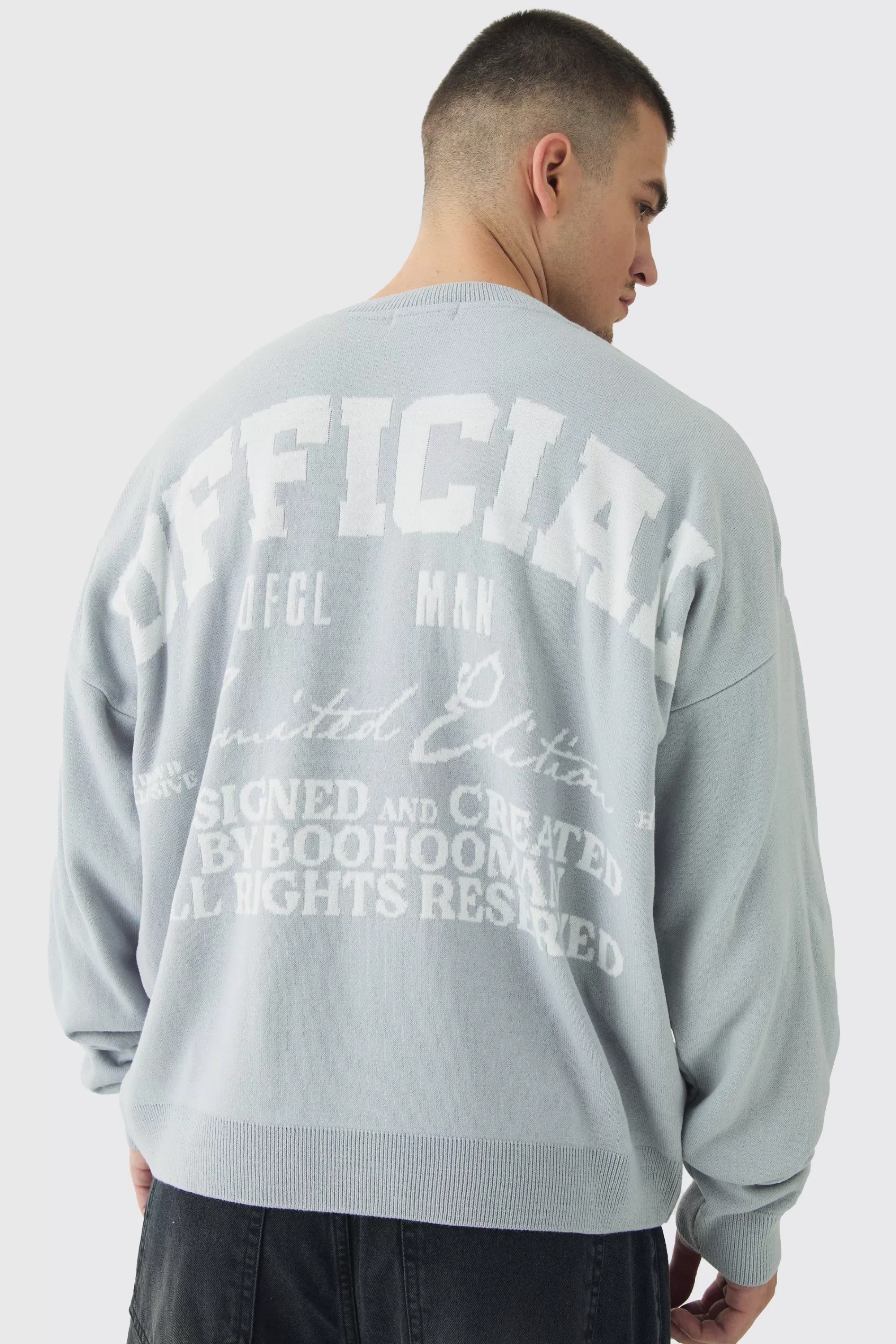 boohooMAN Tall Official Varsity Knitted Sweatshirt | UK