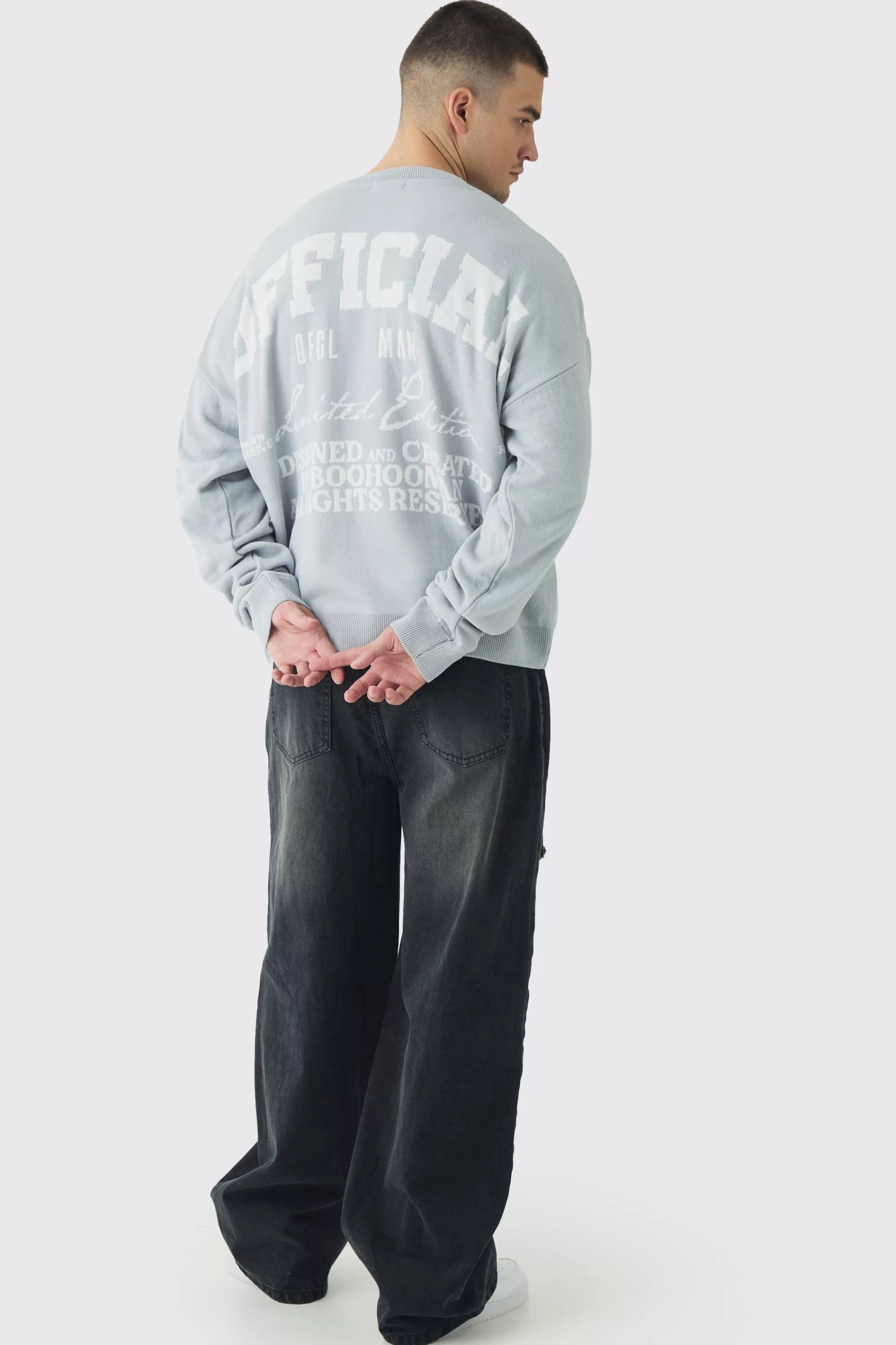 boohooMAN Tall Official Varsity Knitted Sweatshirt | UK